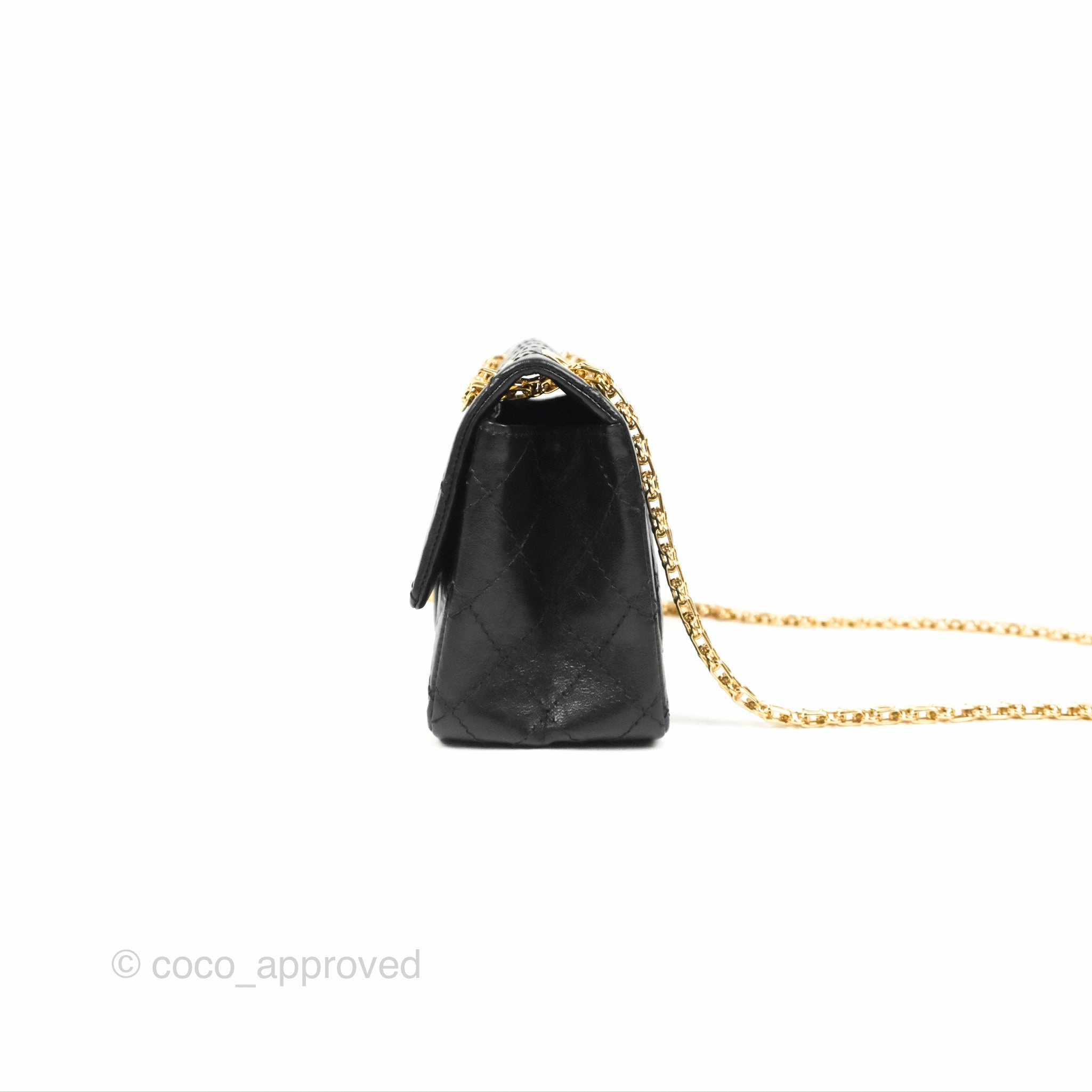 Chanel Mini Reissue 224 Black Aged Calfskin Gold Hardware