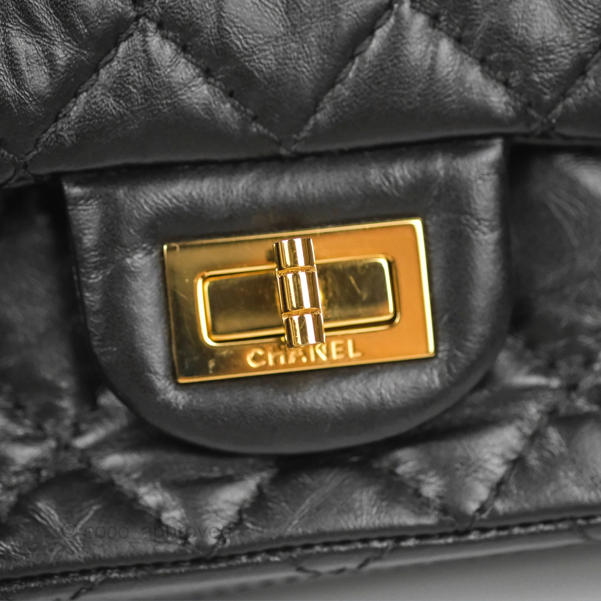 Chanel Mini Reissue 224 Black Aged Calfskin Gold Hardware