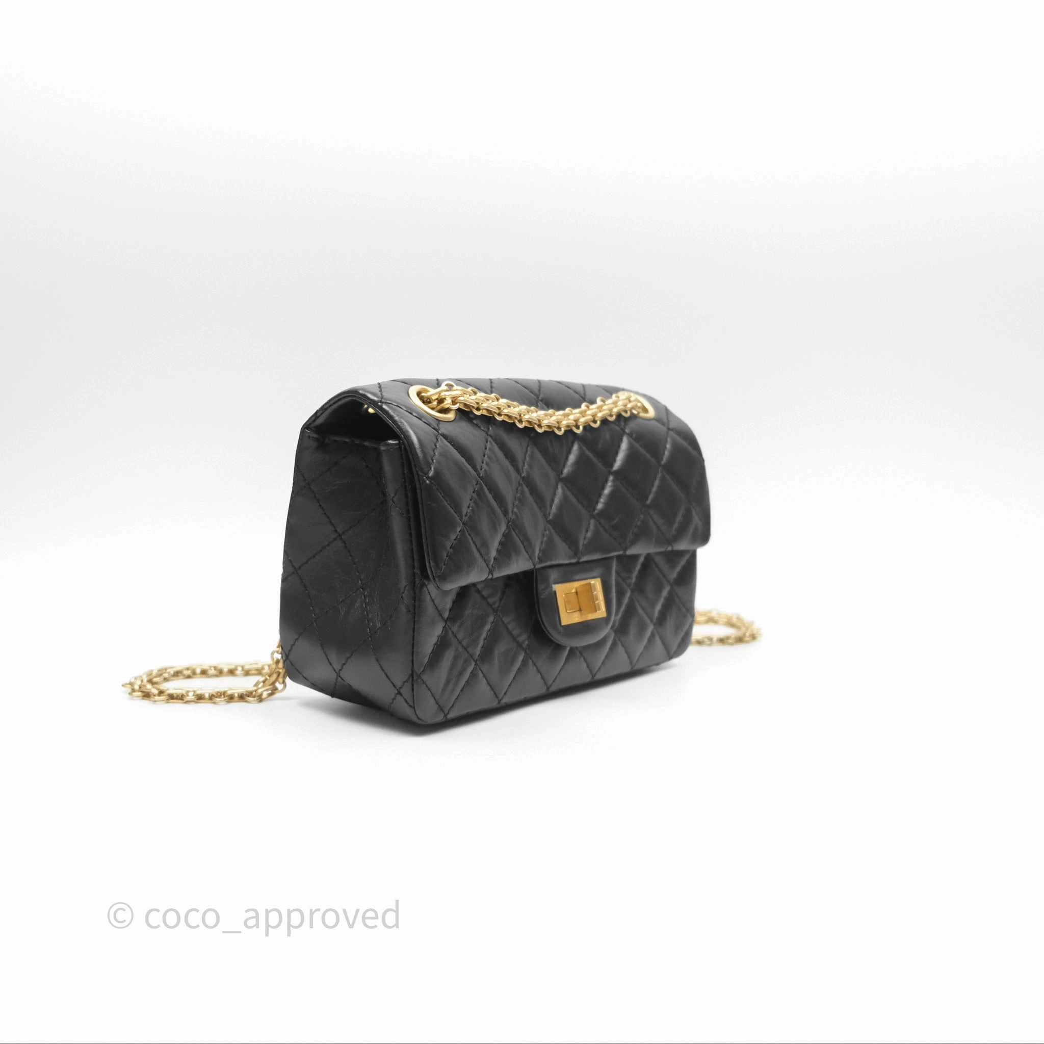 Chanel Mini Reissue 224 Black Aged Calfskin Gold Hardware