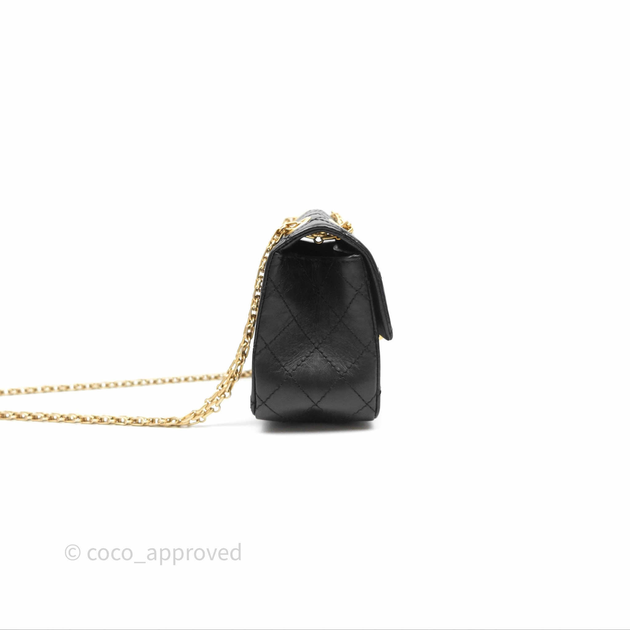 Chanel Mini Reissue 224 Black Aged Calfskin Gold Hardware