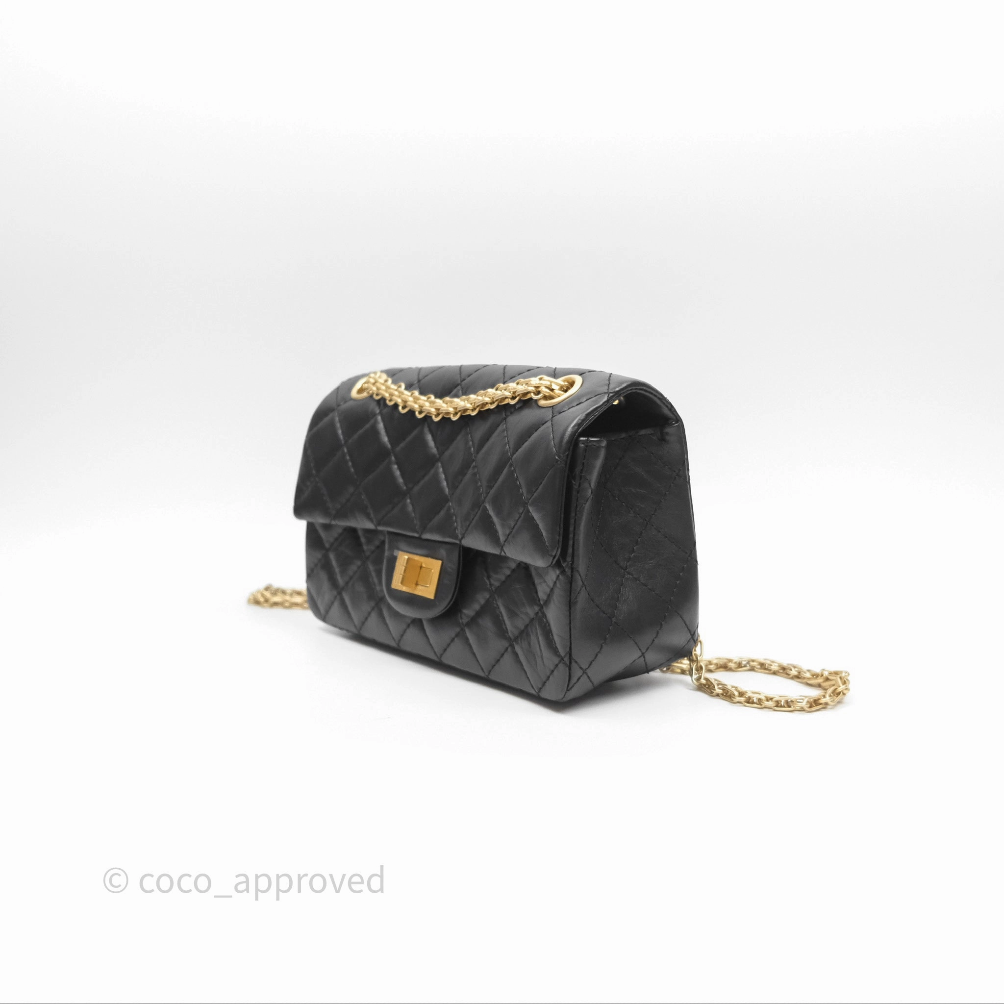 Chanel Mini Reissue 224 Black Aged Calfskin Gold Hardware