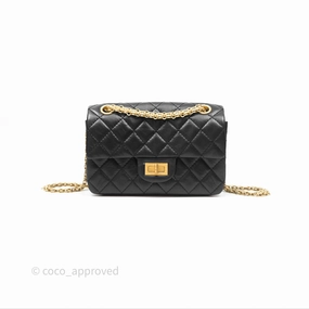 Chanel Mini Reissue 224 Black Aged Calfskin Gold Hardware