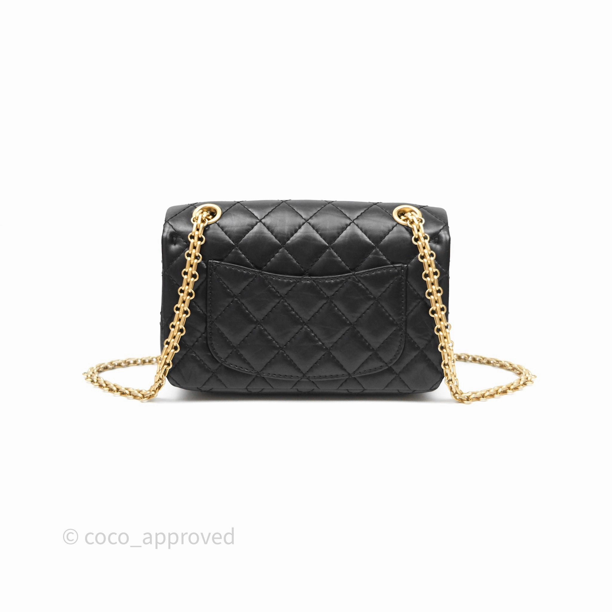 Chanel Mini Reissue 224 Black Aged Calfskin Gold Hardware