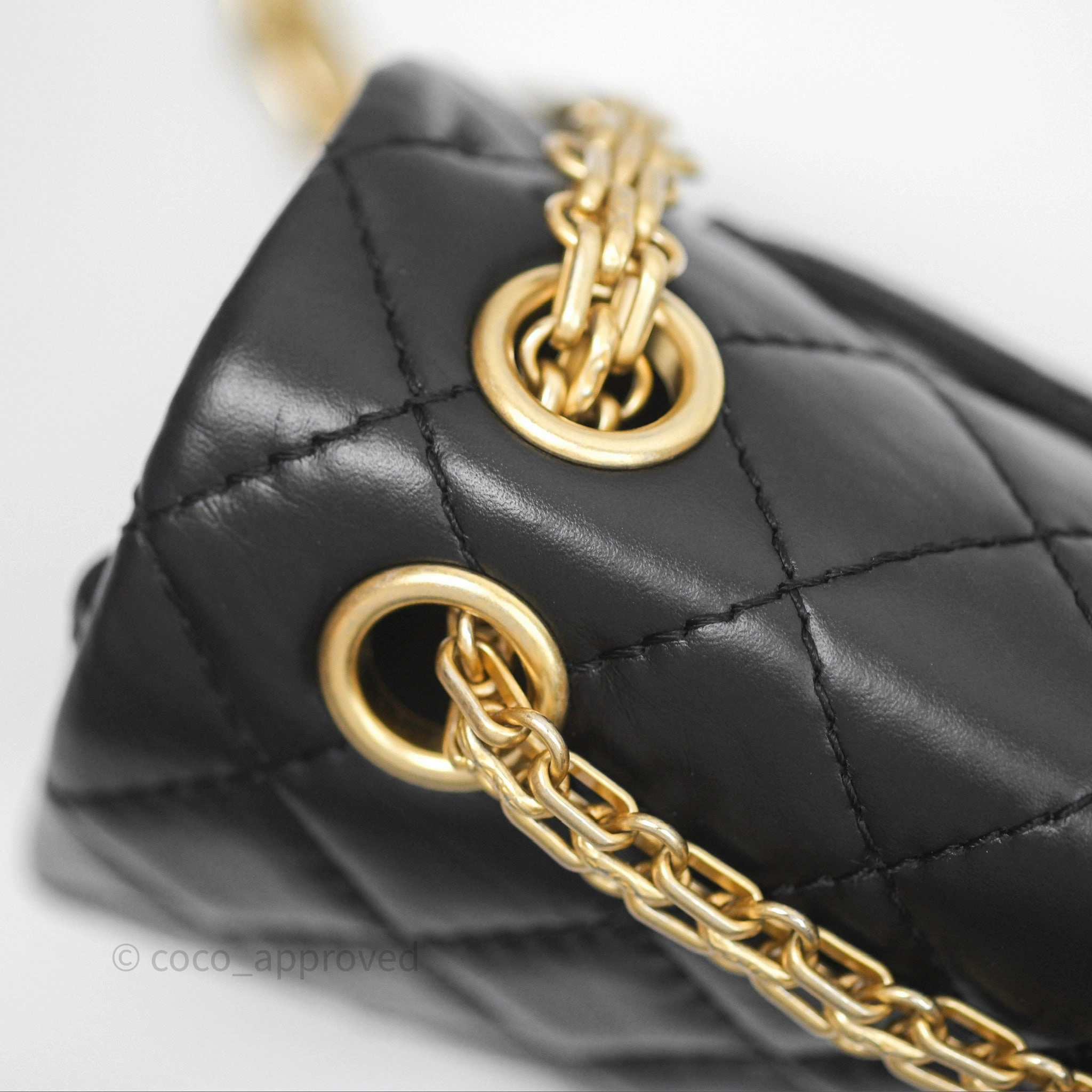 Chanel Mini Reissue 224 Black Aged Calfskin Gold Hardware