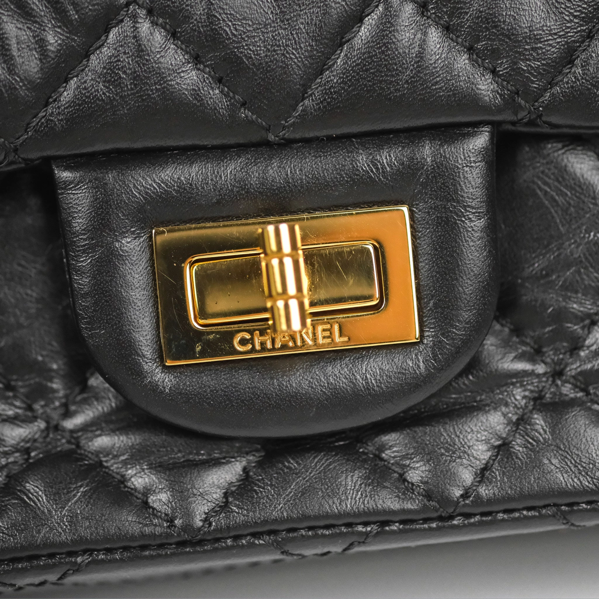 Chanel Mini Reissue 224 Black Aged Calfskin Gold Hardware