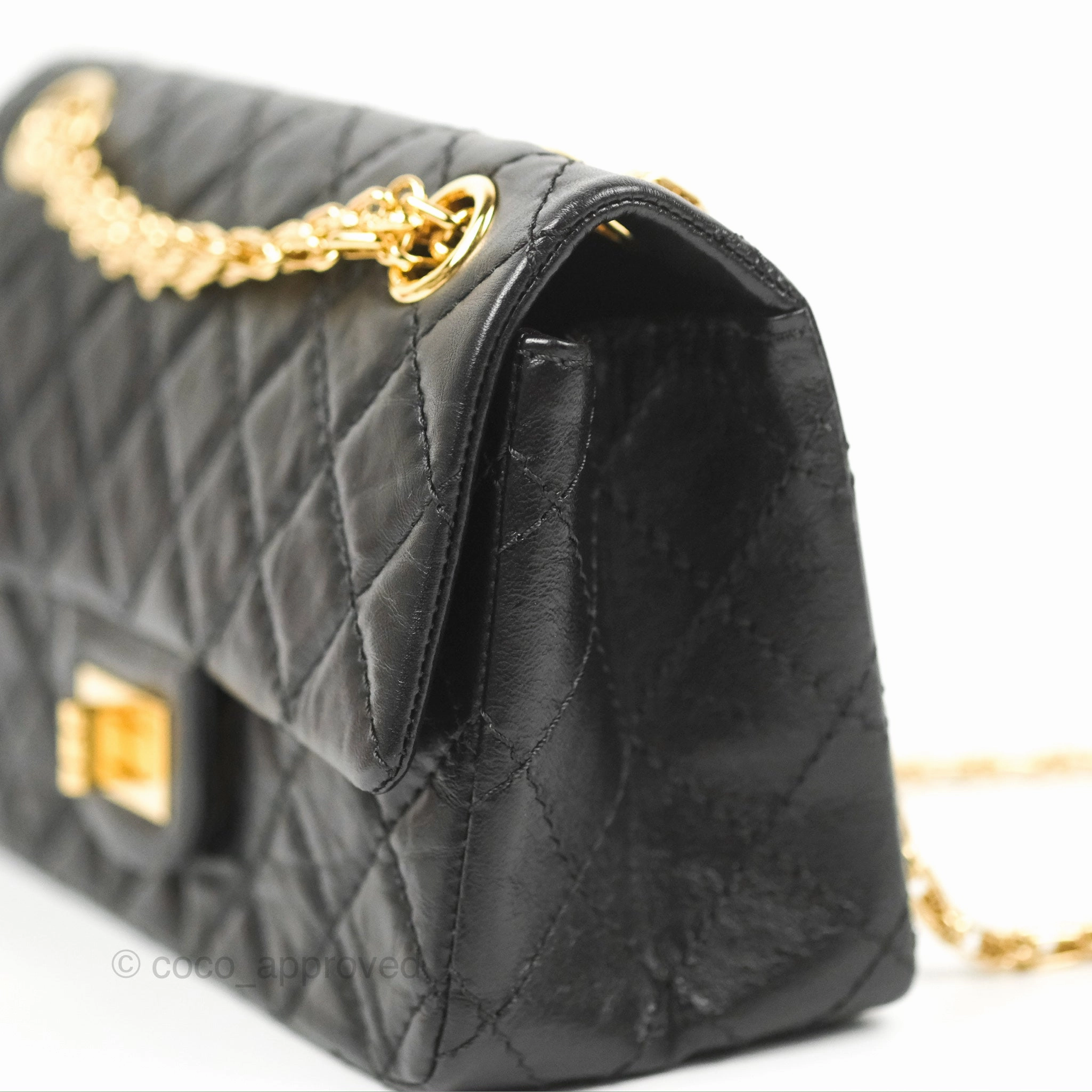 Chanel Mini Reissue 224 Black Aged Calfskin Gold Hardware