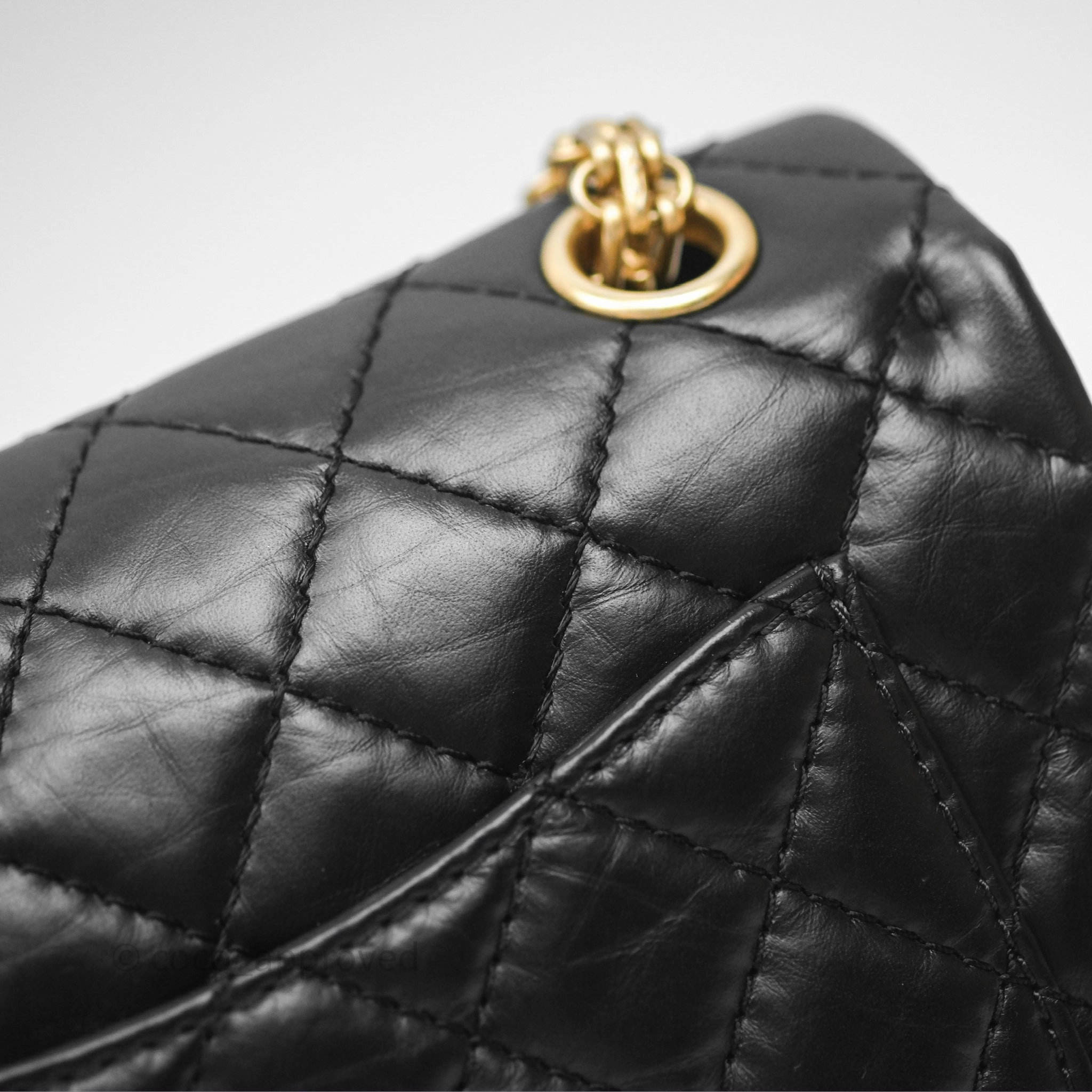 Chanel Mini Reissue 224 Black Aged Calfskin Gold Hardware