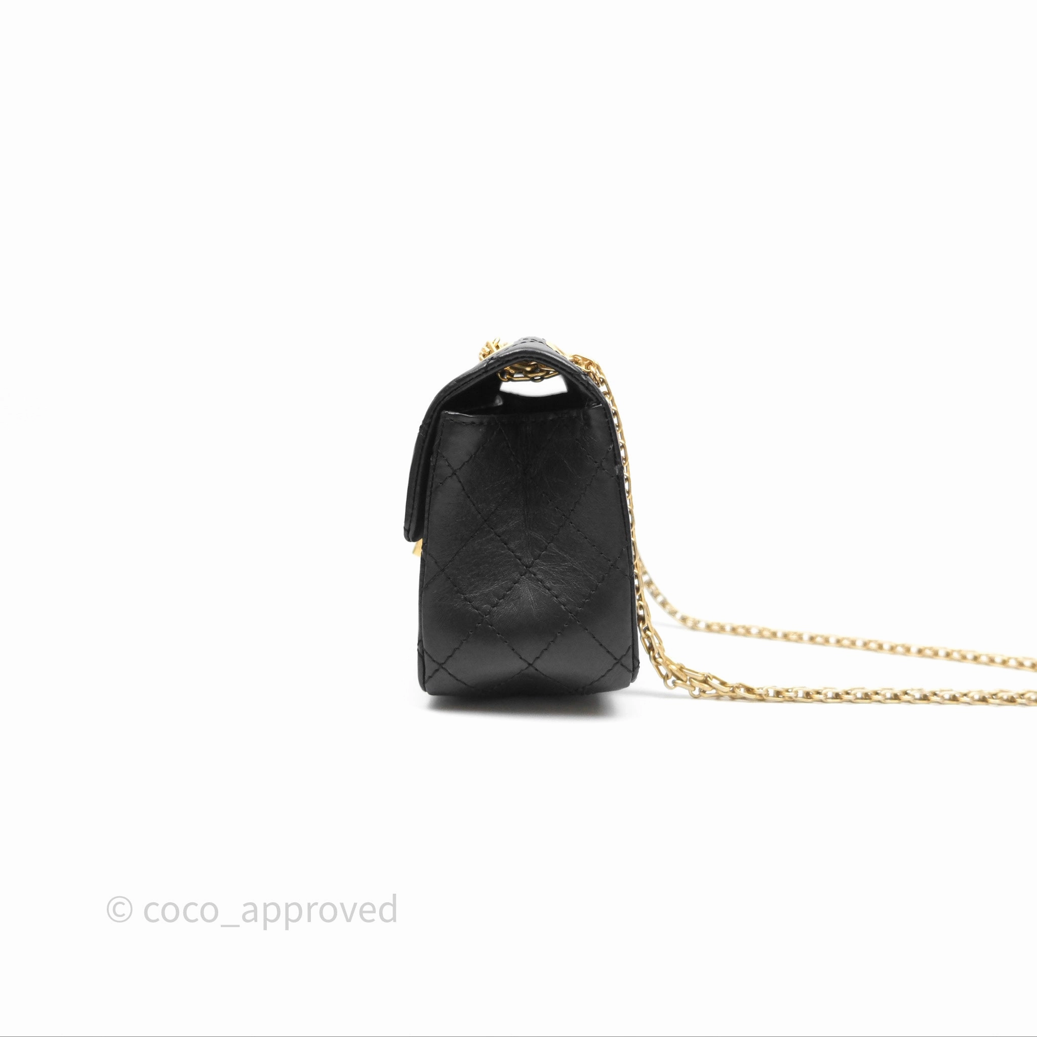 Chanel Mini Reissue 224 Black Aged Calfskin Gold Hardware