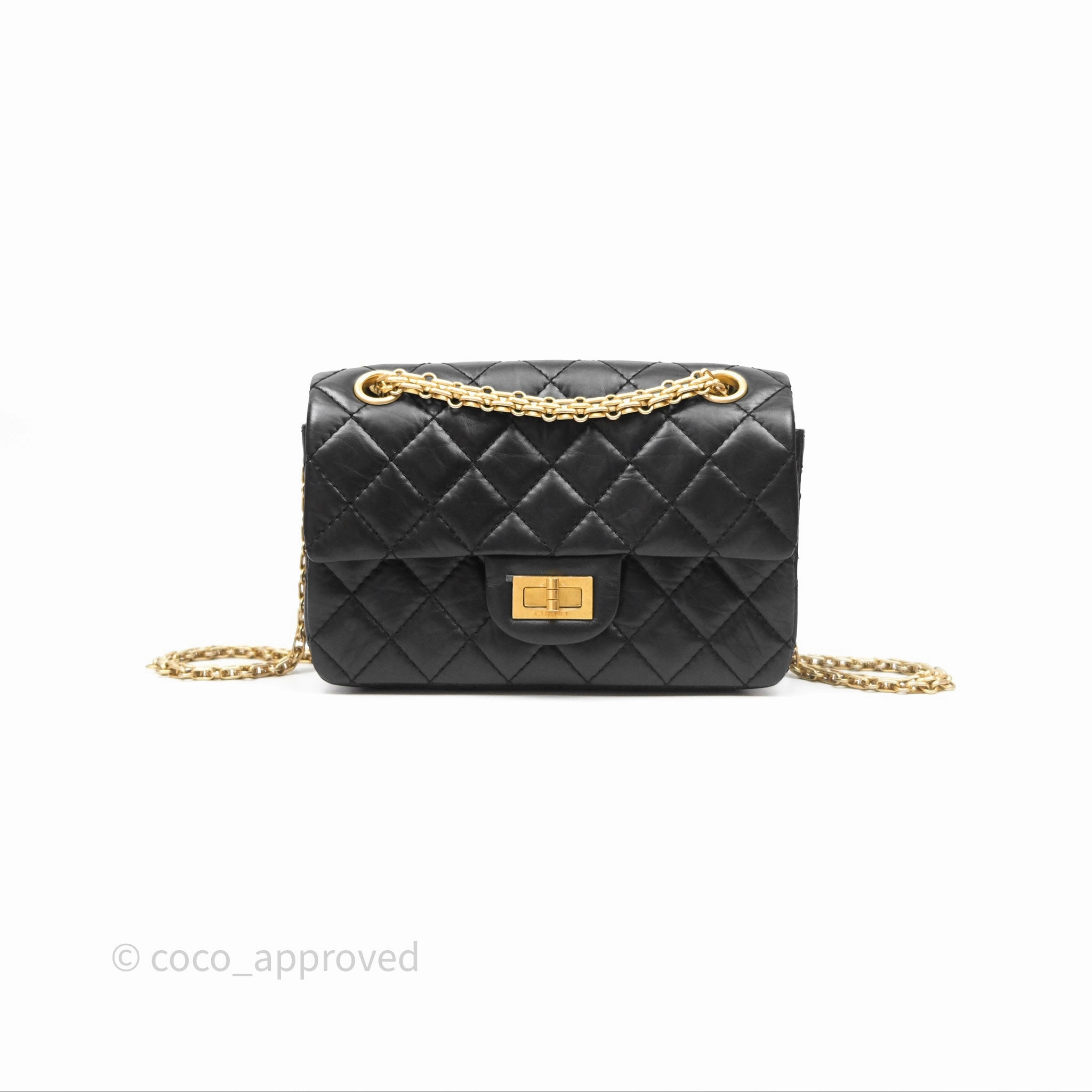 Chanel Mini Reissue 224 Black Aged Calfskin Gold Hardware
