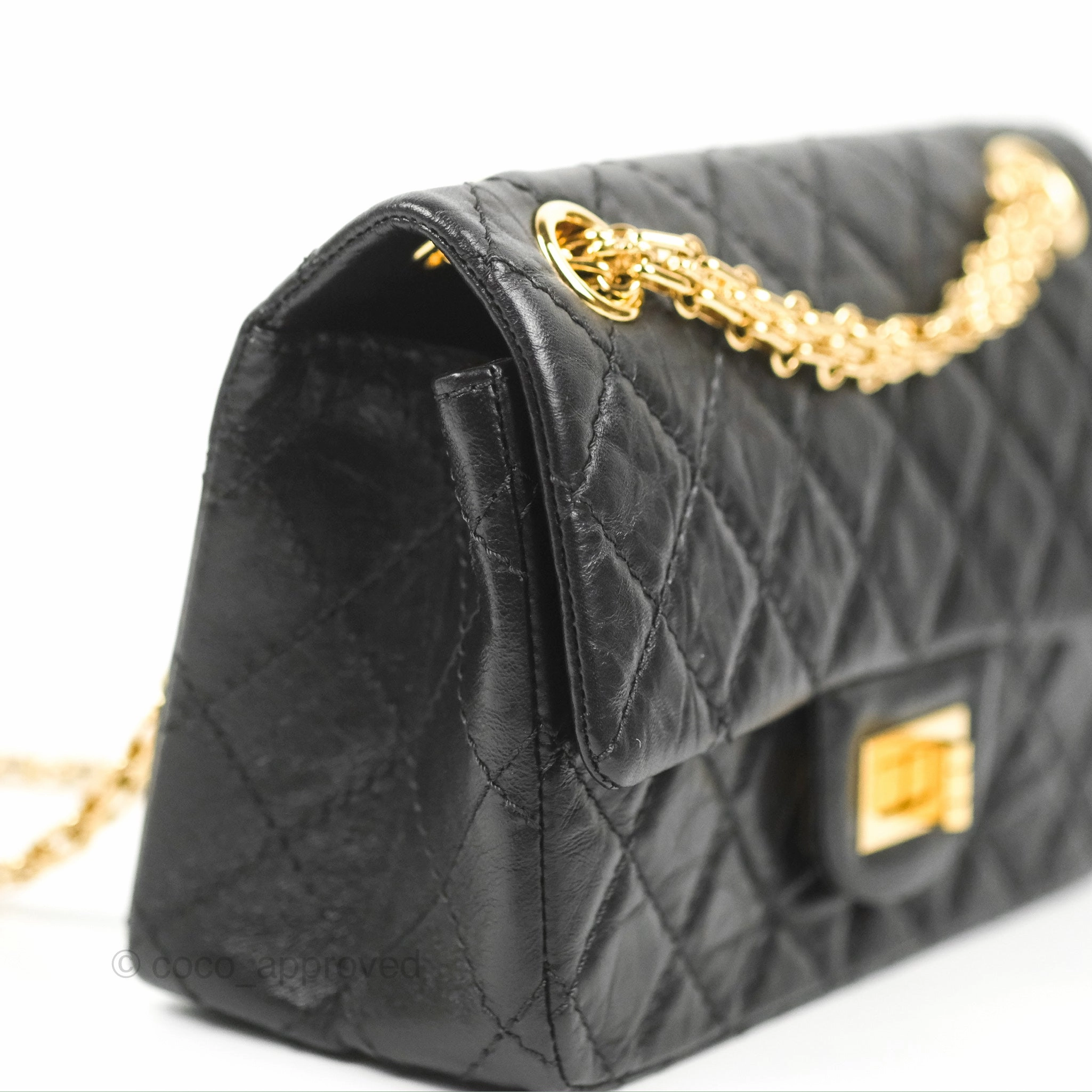 Chanel Mini Reissue 224 Black Aged Calfskin Gold Hardware
