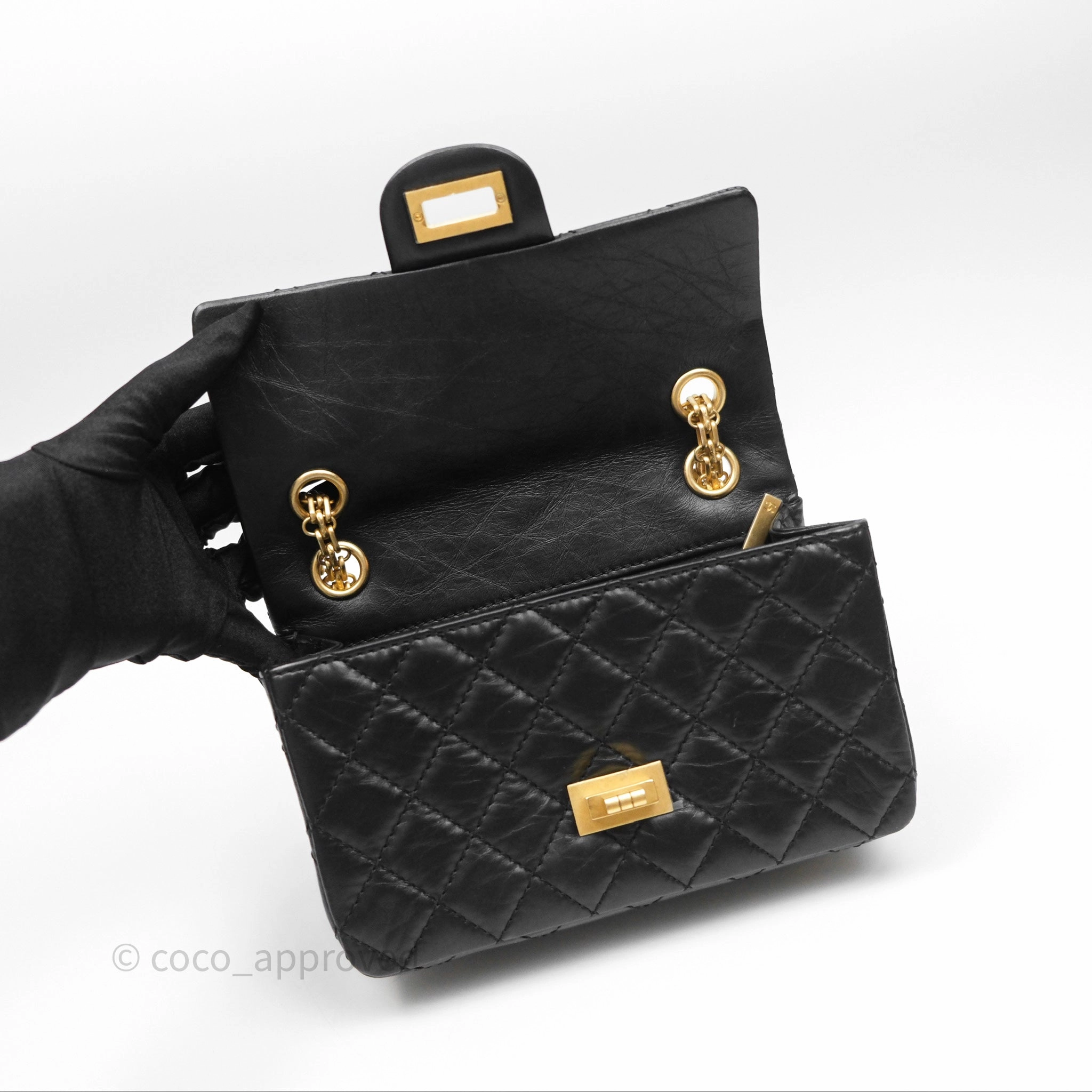 Chanel Mini Reissue 224 Black Aged Calfskin Gold Hardware