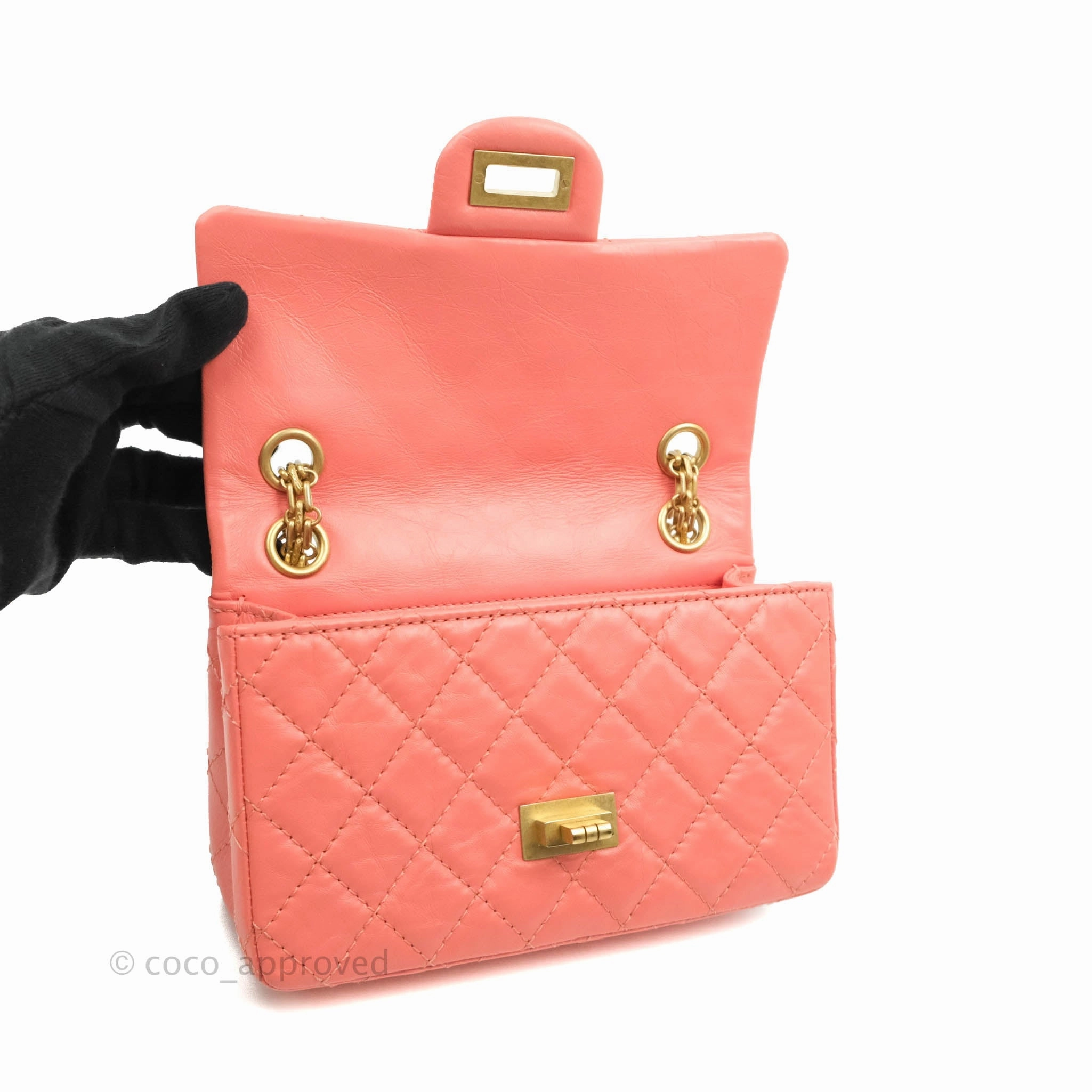 Chanel Mini Reissue 224 Pink Aged Calfskin Aged Gold Hardware