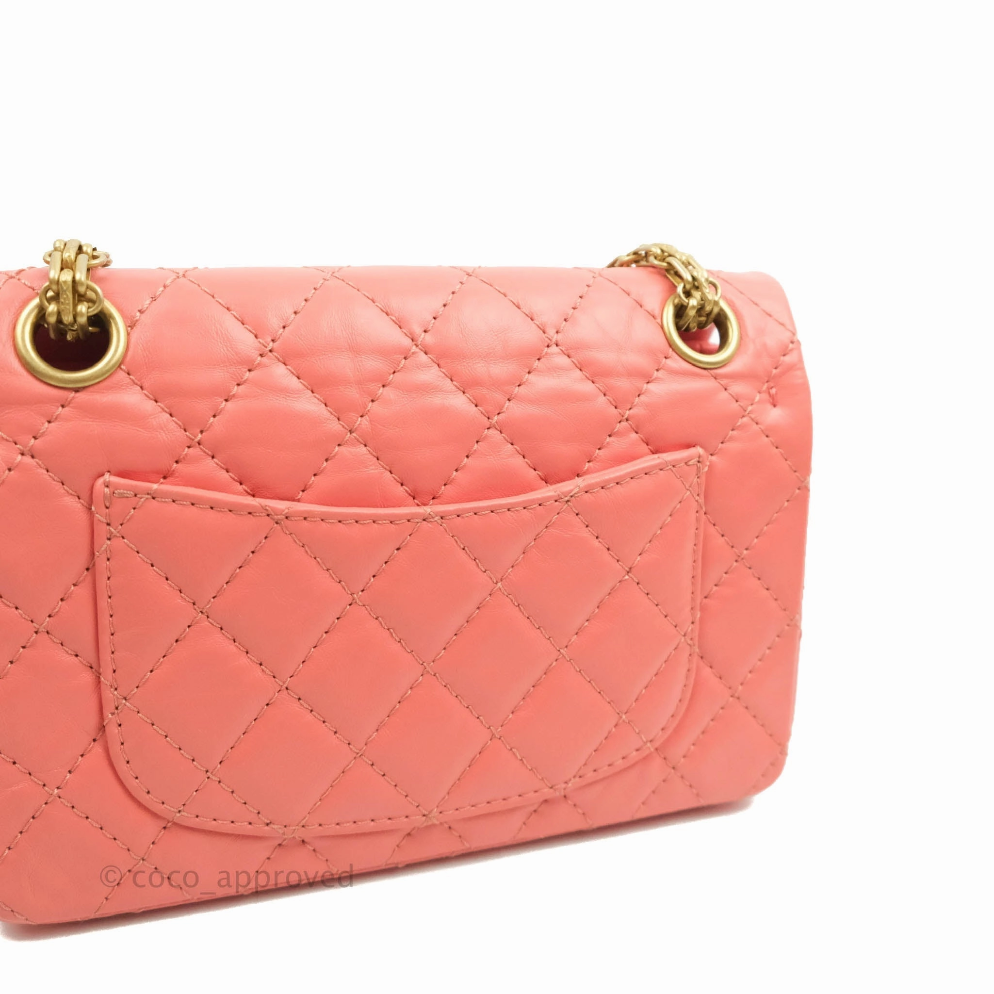 Chanel Mini Reissue 224 Pink Aged Calfskin Aged Gold Hardware