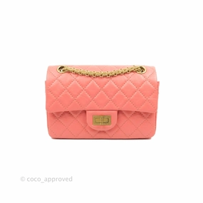 Chanel Mini Reissue 224 Pink Aged Calfskin Aged Gold Hardware
