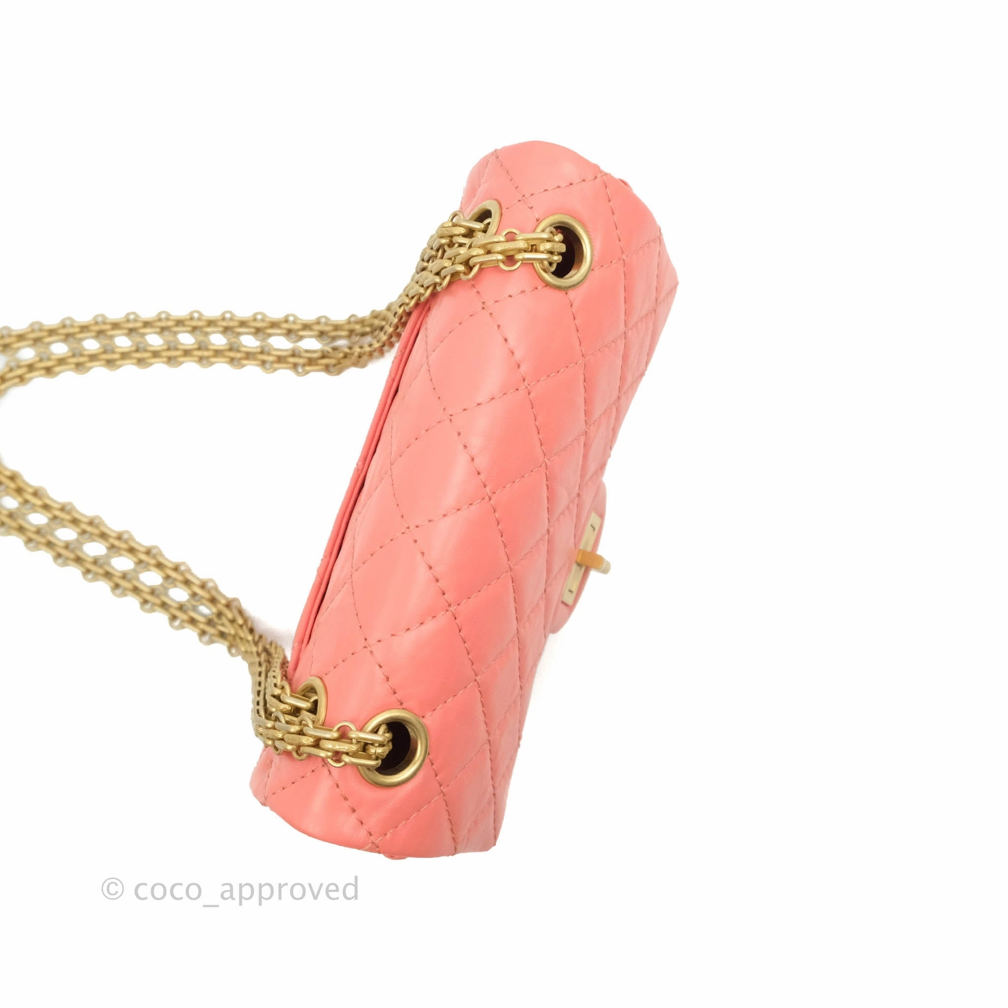 Chanel Mini Reissue 224 Pink Aged Calfskin Aged Gold Hardware