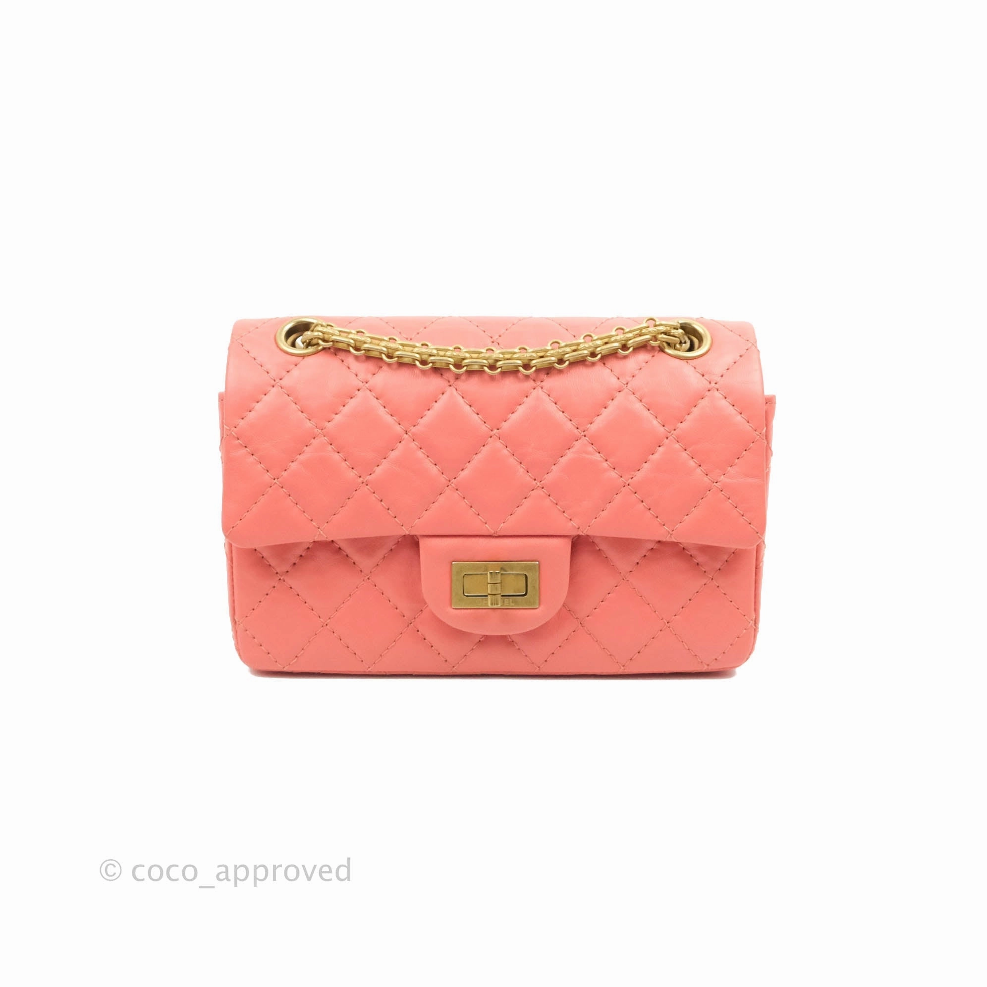 Chanel Mini Reissue 224 Pink Aged Calfskin Aged Gold Hardware