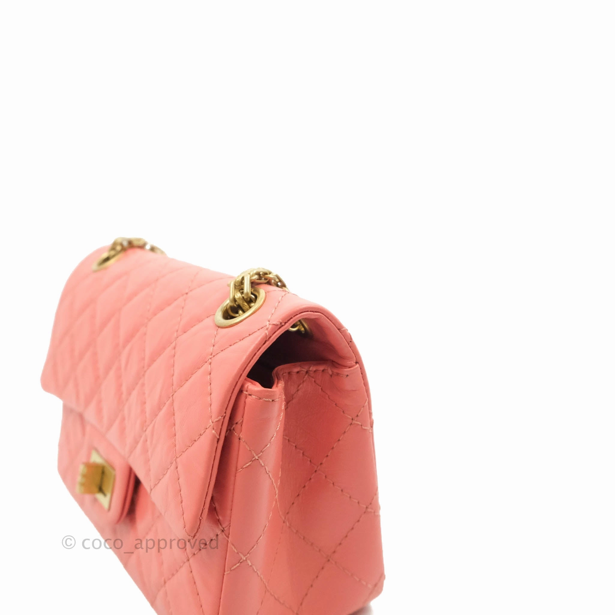 Chanel Mini Reissue 224 Pink Aged Calfskin Aged Gold Hardware