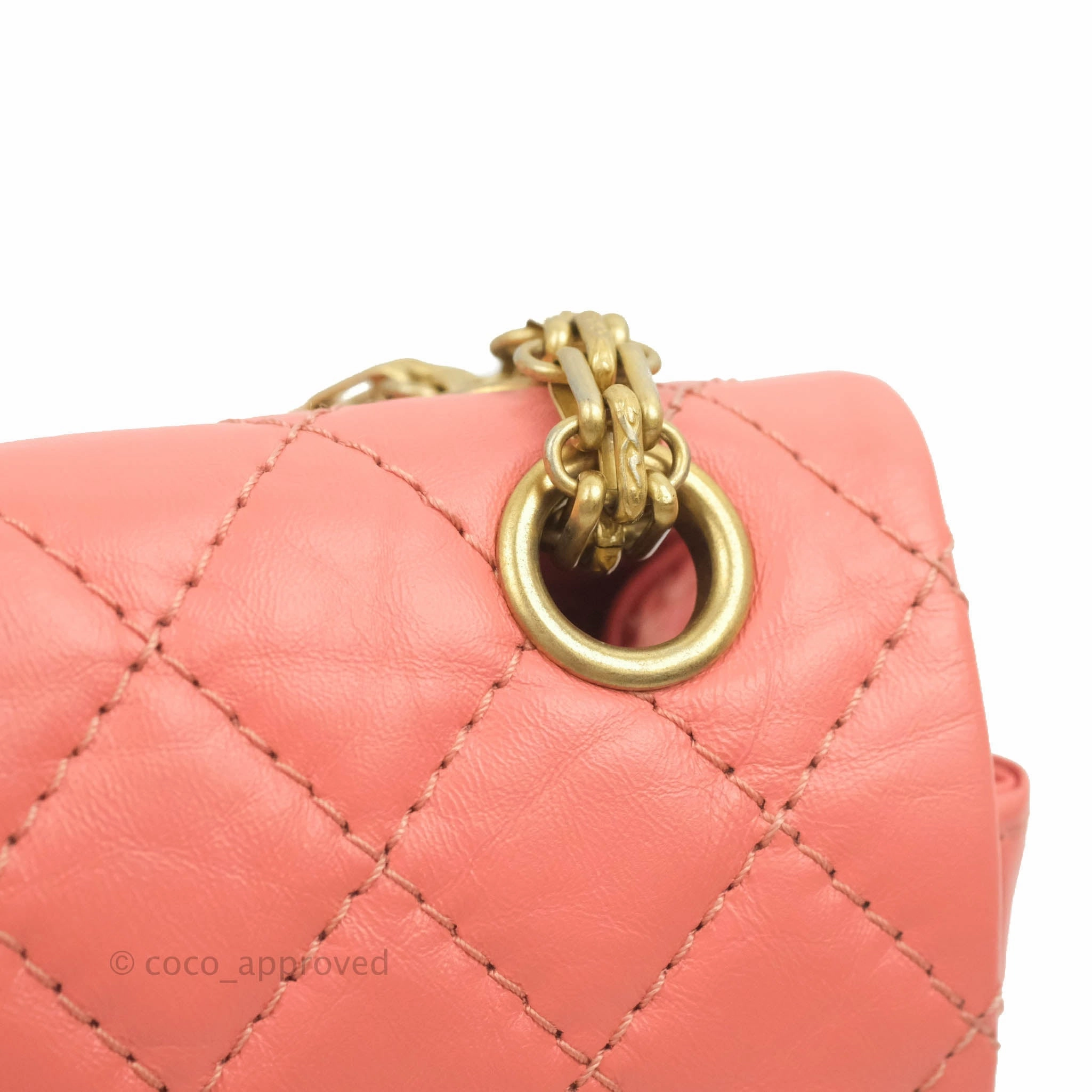 Chanel Mini Reissue 224 Pink Aged Calfskin Aged Gold Hardware
