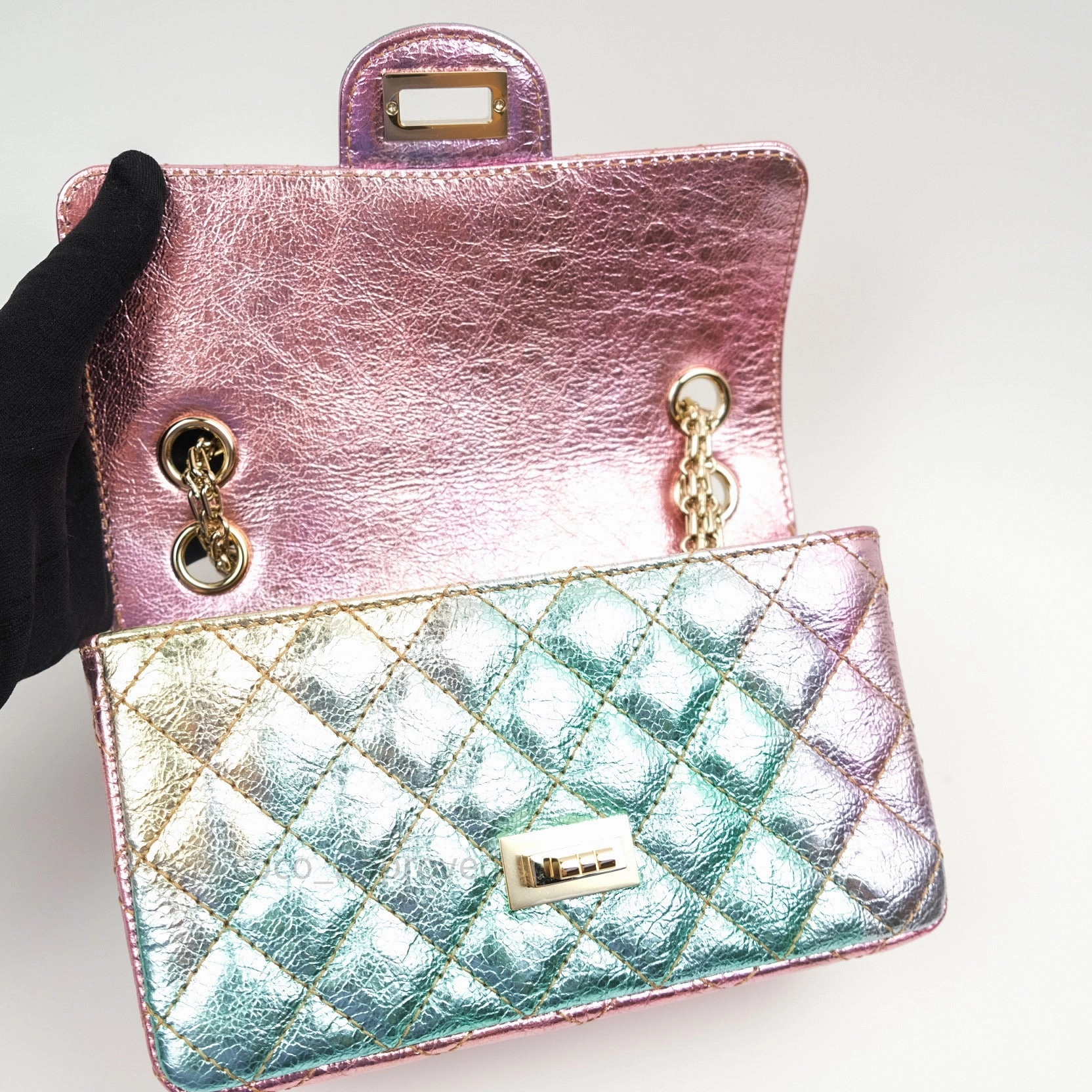 Chanel Mini Reissue 224 Rainbow Quilted Calfskin Gold Hardware
