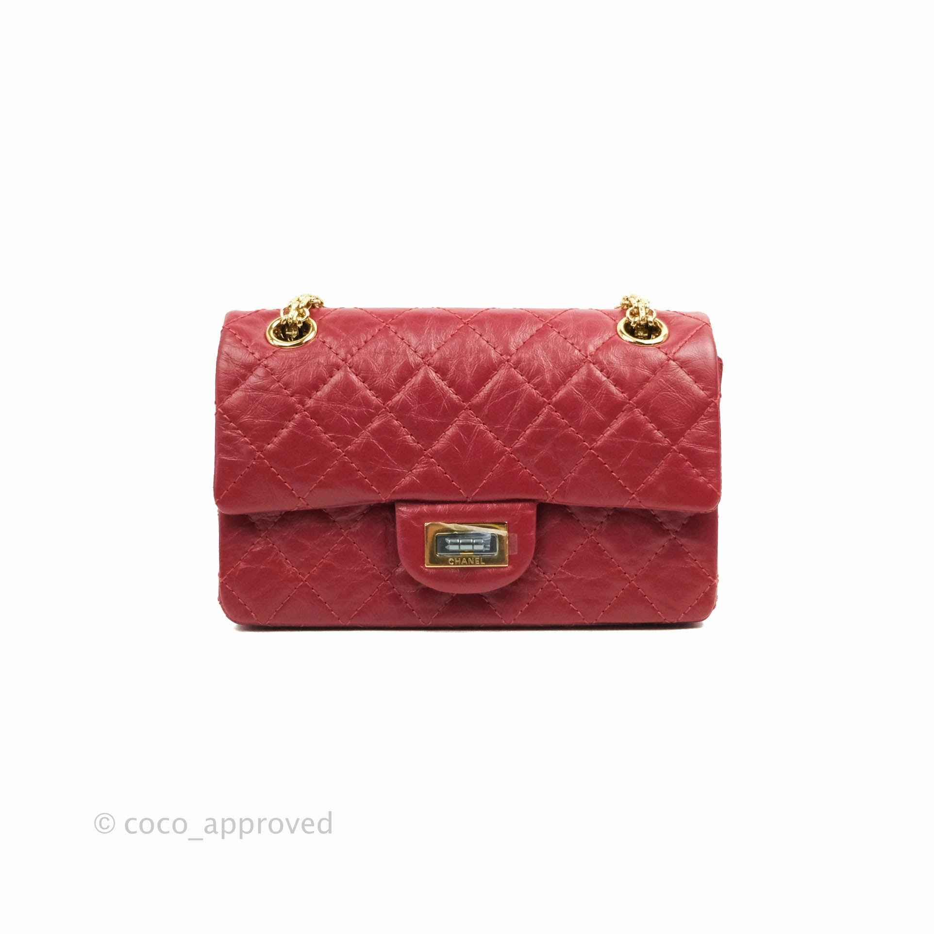 Chanel Mini Reissue 224 Red Aged Calfskin Gold Hardware 19S