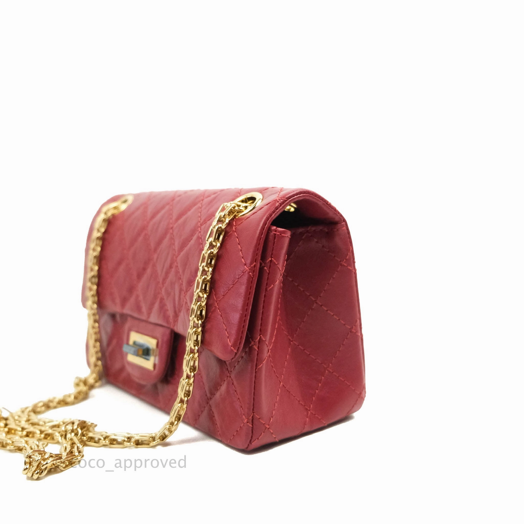 Chanel Mini Reissue 224 Red Aged Calfskin Gold Hardware 19S
