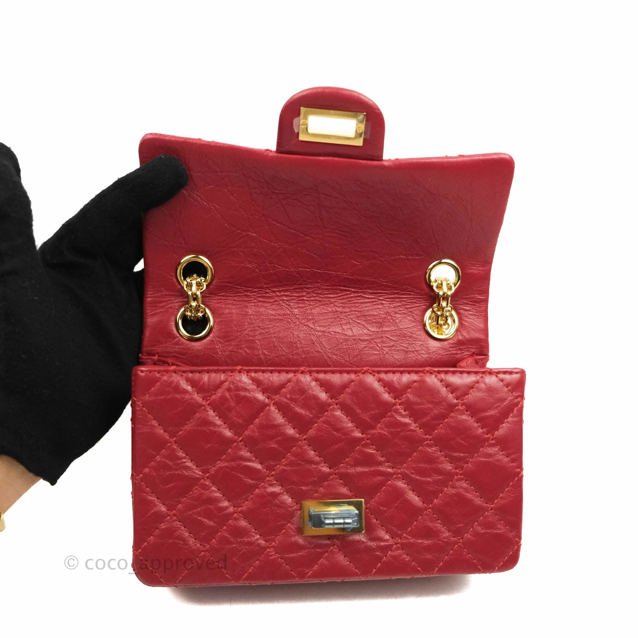 Chanel Mini Reissue 224 Red Aged Calfskin Gold Hardware 19S