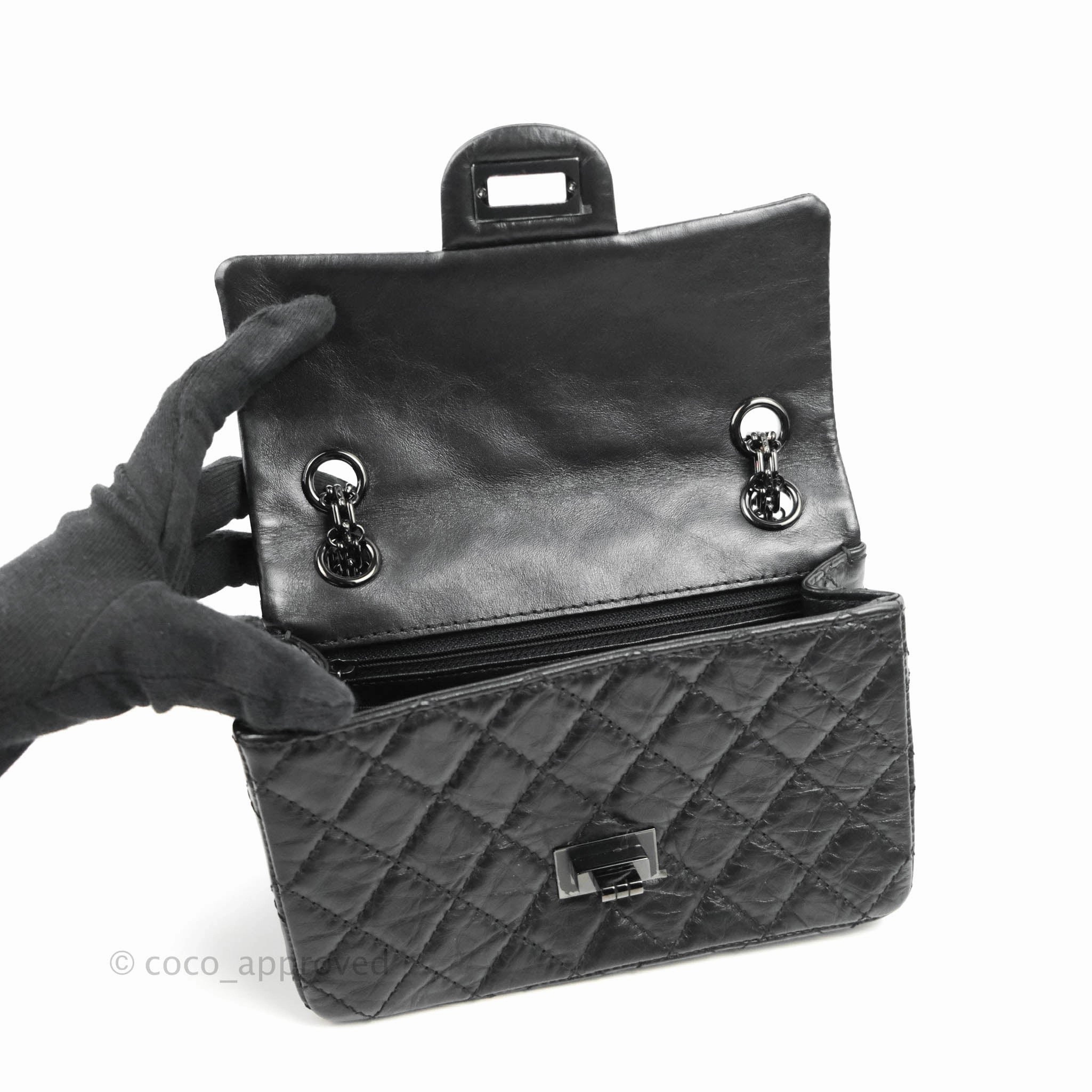 Chanel Mini Reissue 224 So Black Aged Calfskin Black Hardware