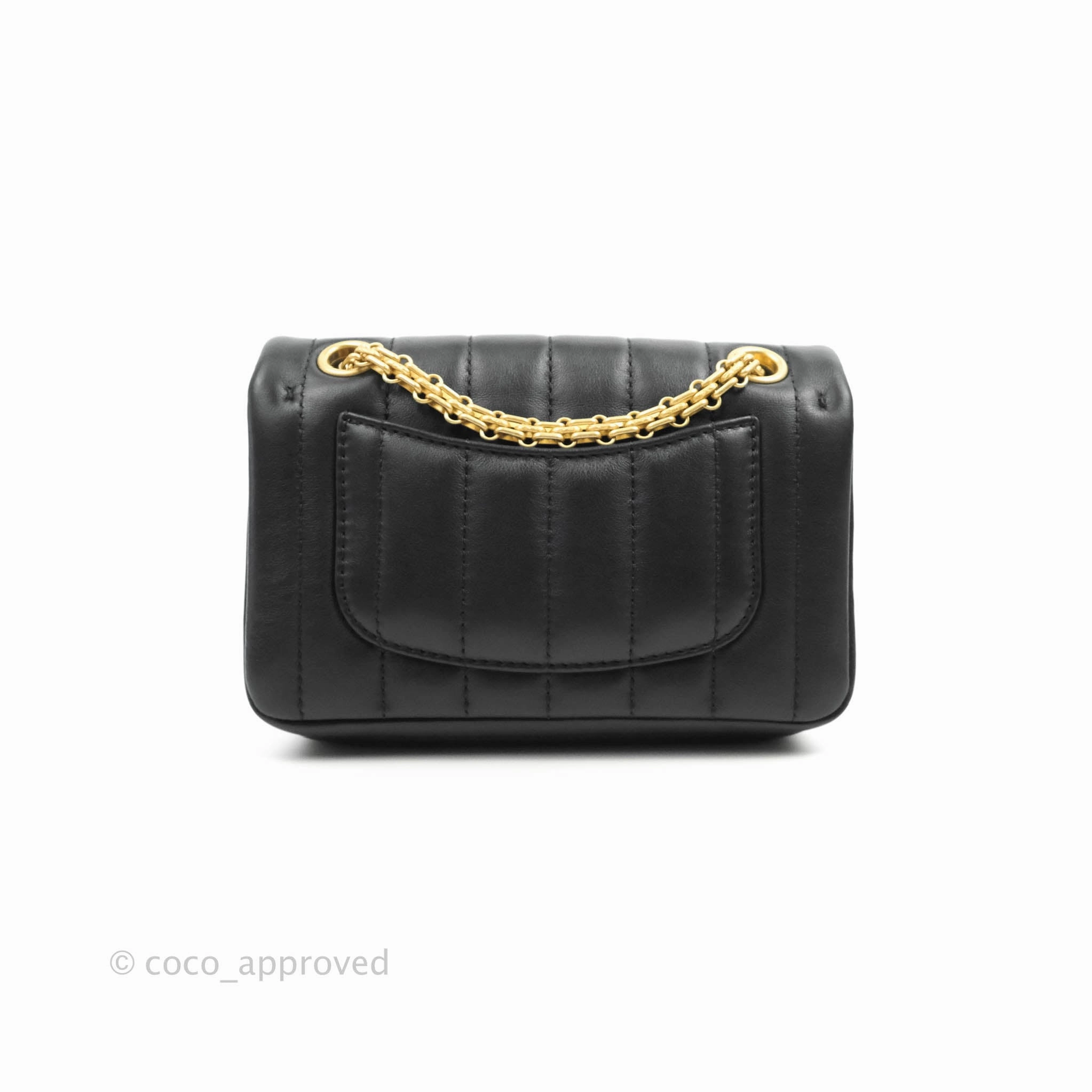 Chanel Mini Reissue 224 Vertical Quilted Black Calfskin Aged Gold Hardware