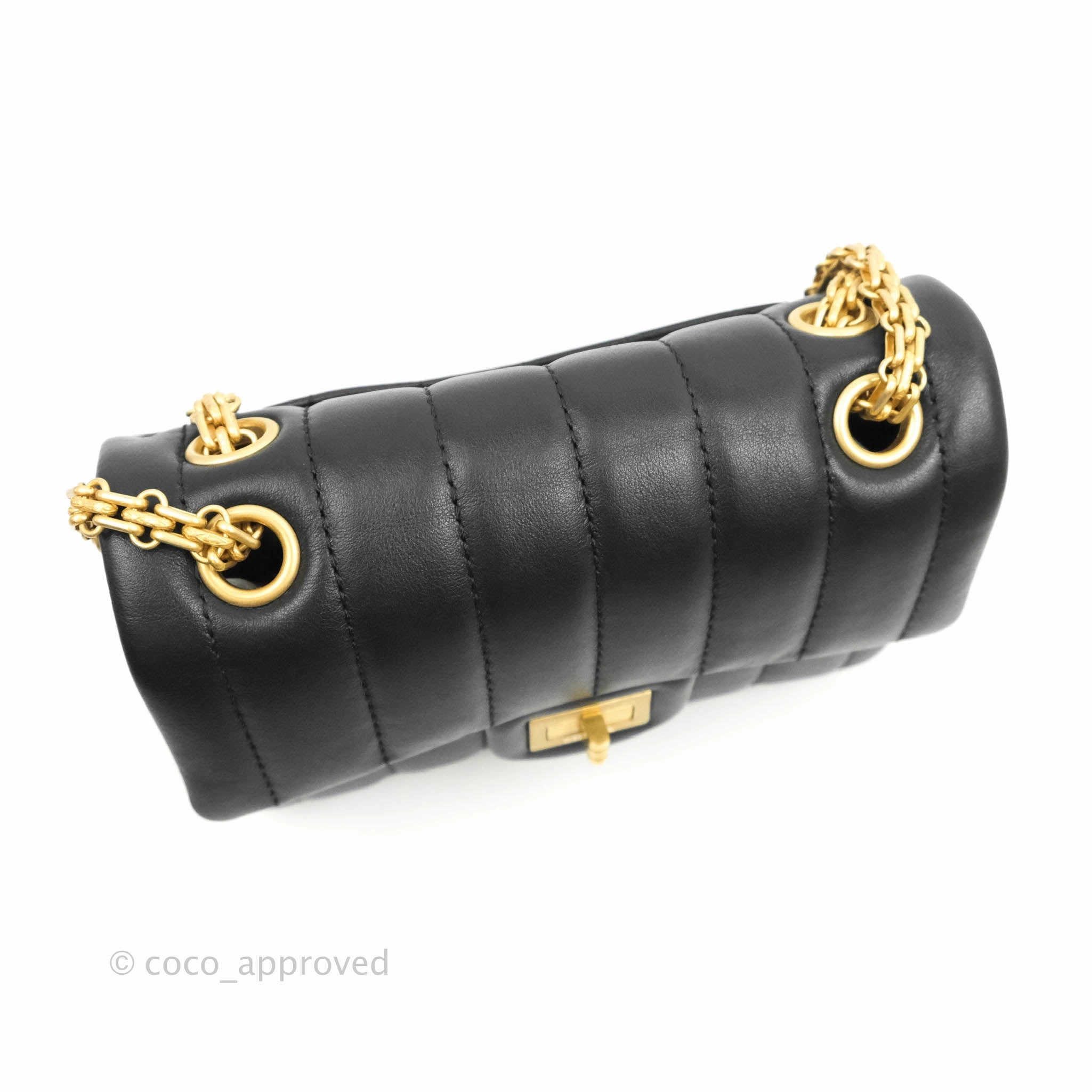 Chanel Mini Reissue 224 Vertical Quilted Black Calfskin Aged Gold Hardware