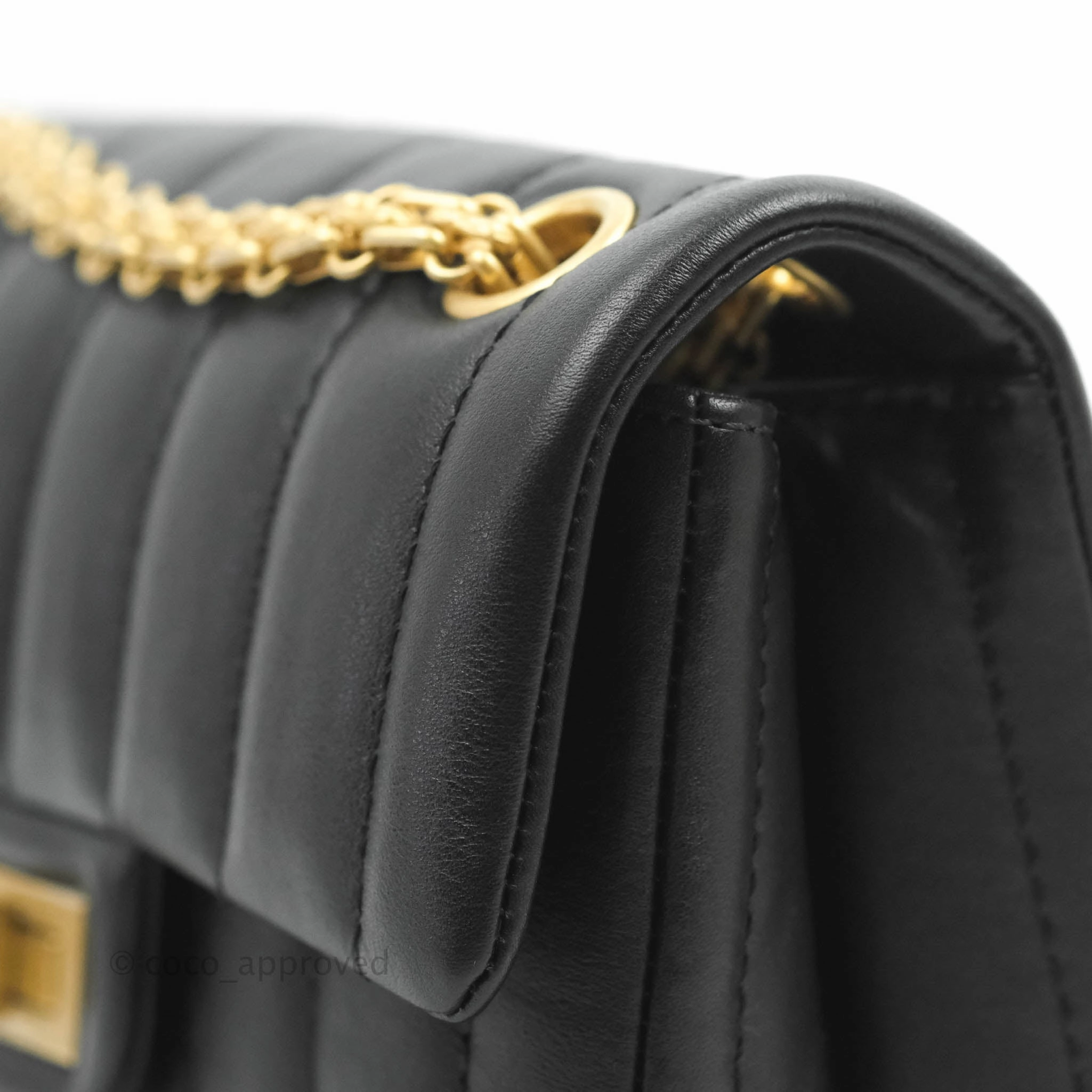 Chanel Mini Reissue 224 Vertical Quilted Black Calfskin Aged Gold Hardware