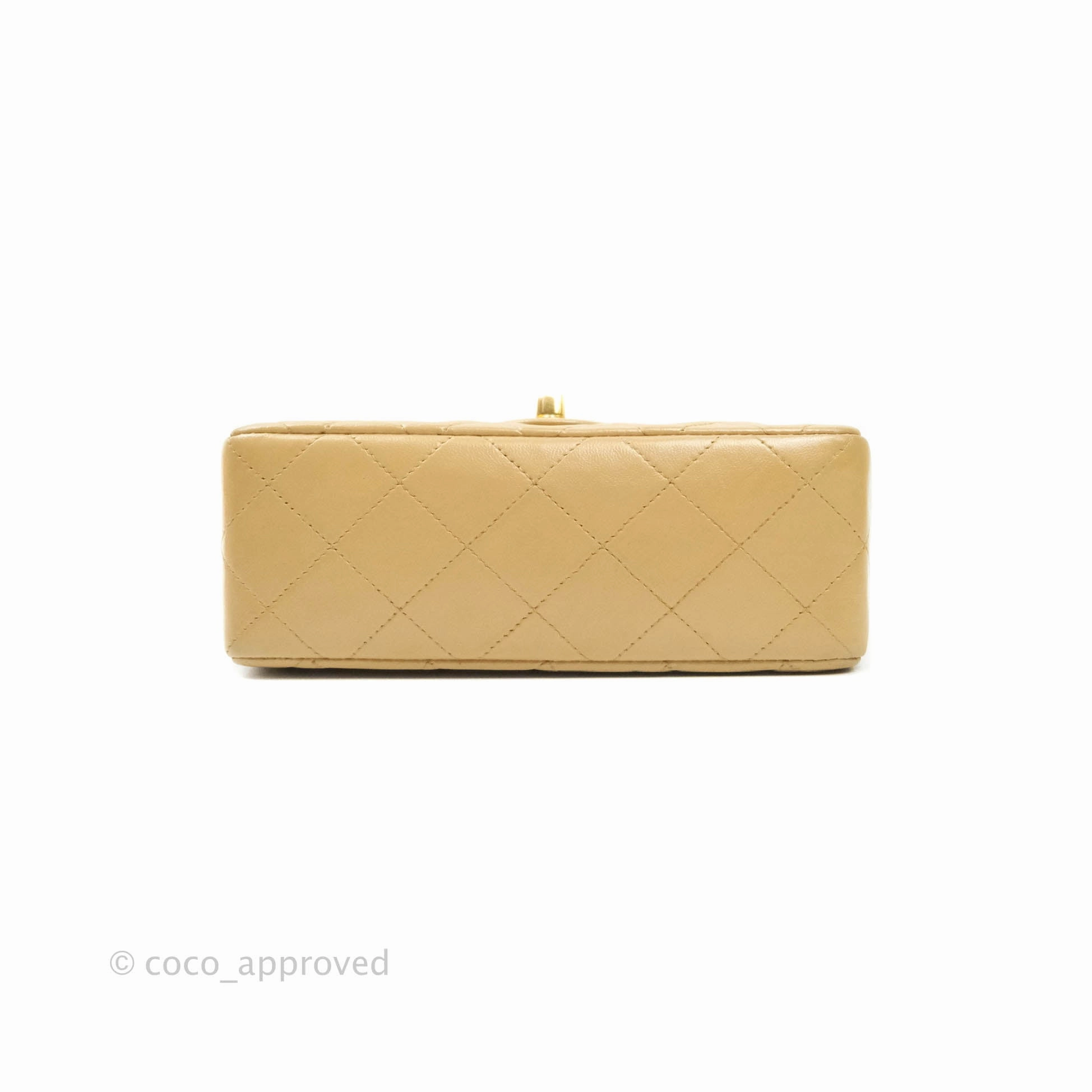 Chanel Mini Square Beige Lambskin 24K Gold Hardware