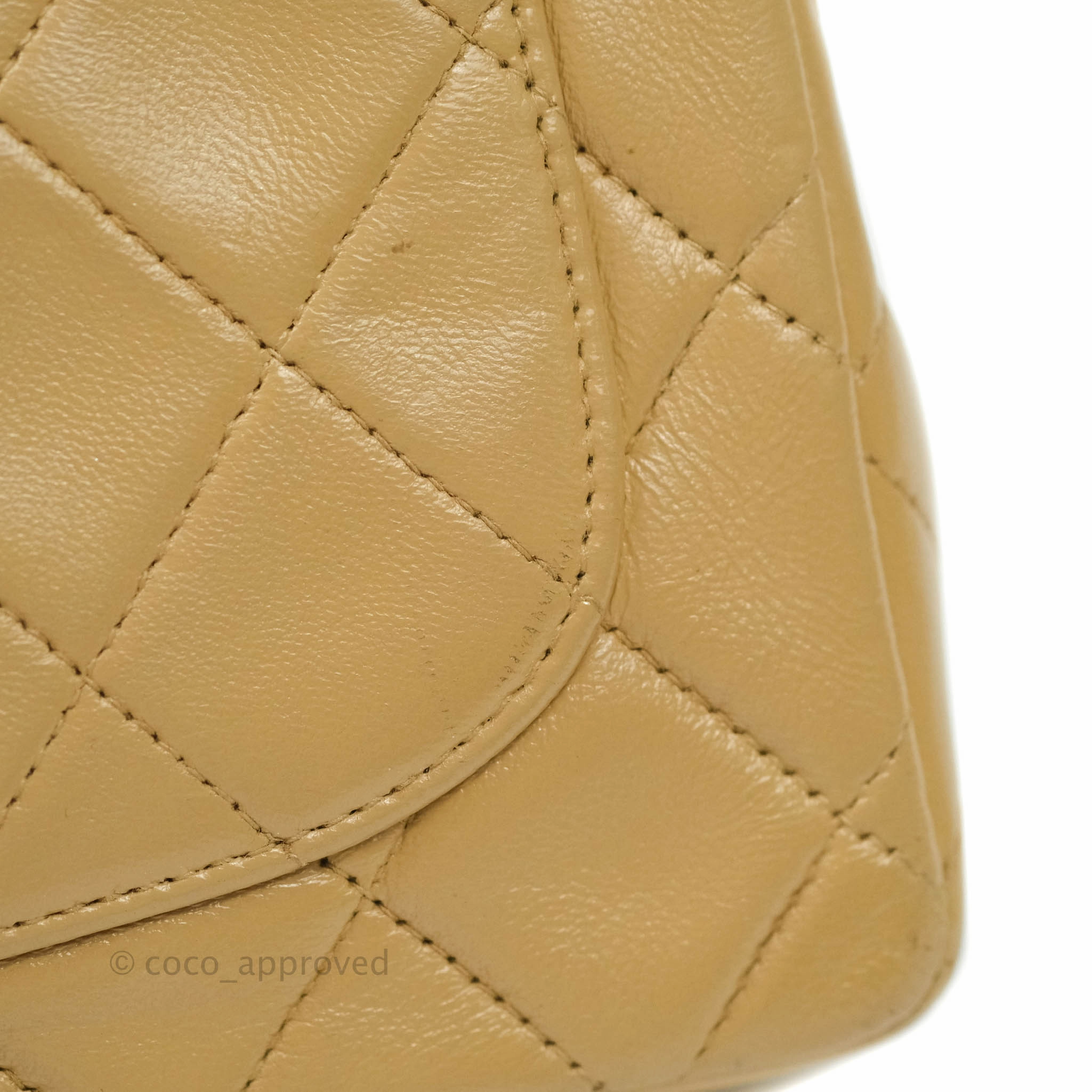 Chanel Mini Square Beige Lambskin 24K Gold Hardware