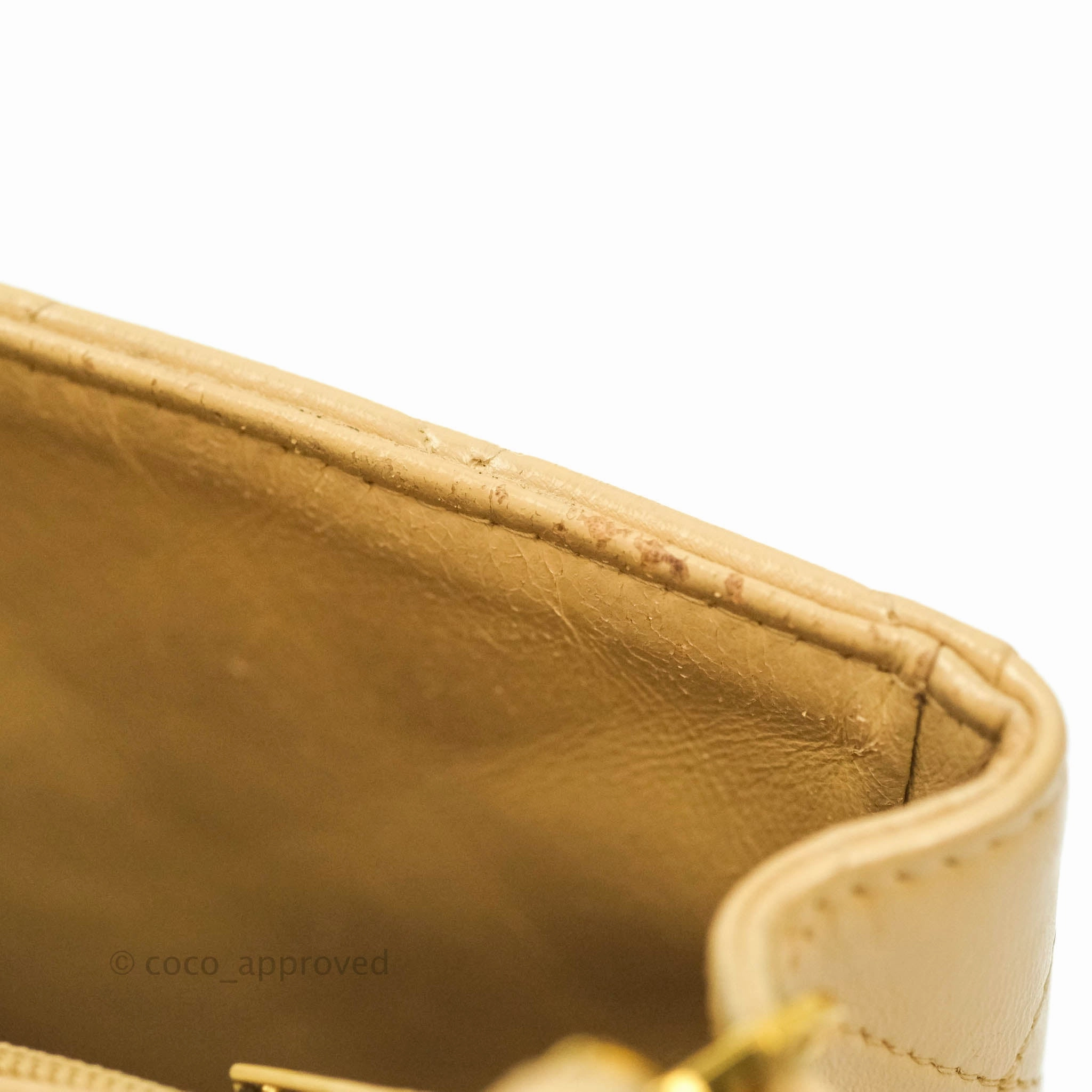Chanel Mini Square Beige Lambskin 24K Gold Hardware