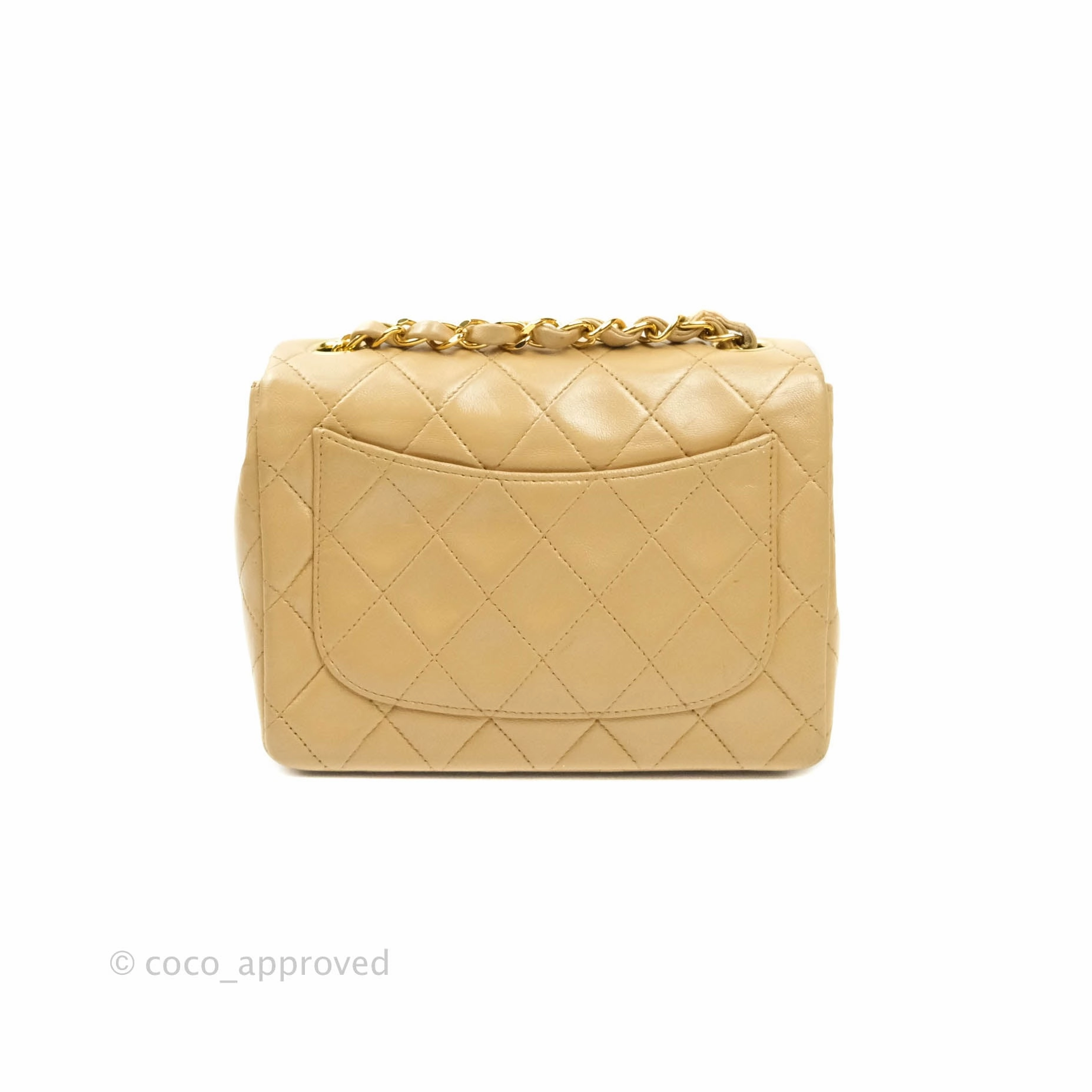 Chanel Mini Square Beige Lambskin 24K Gold Hardware