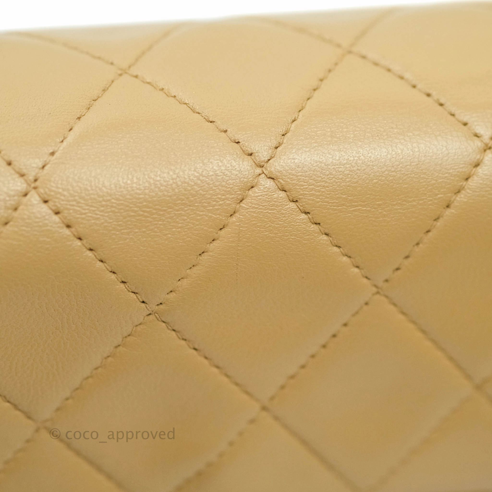 Chanel Mini Square Beige Lambskin 24K Gold Hardware
