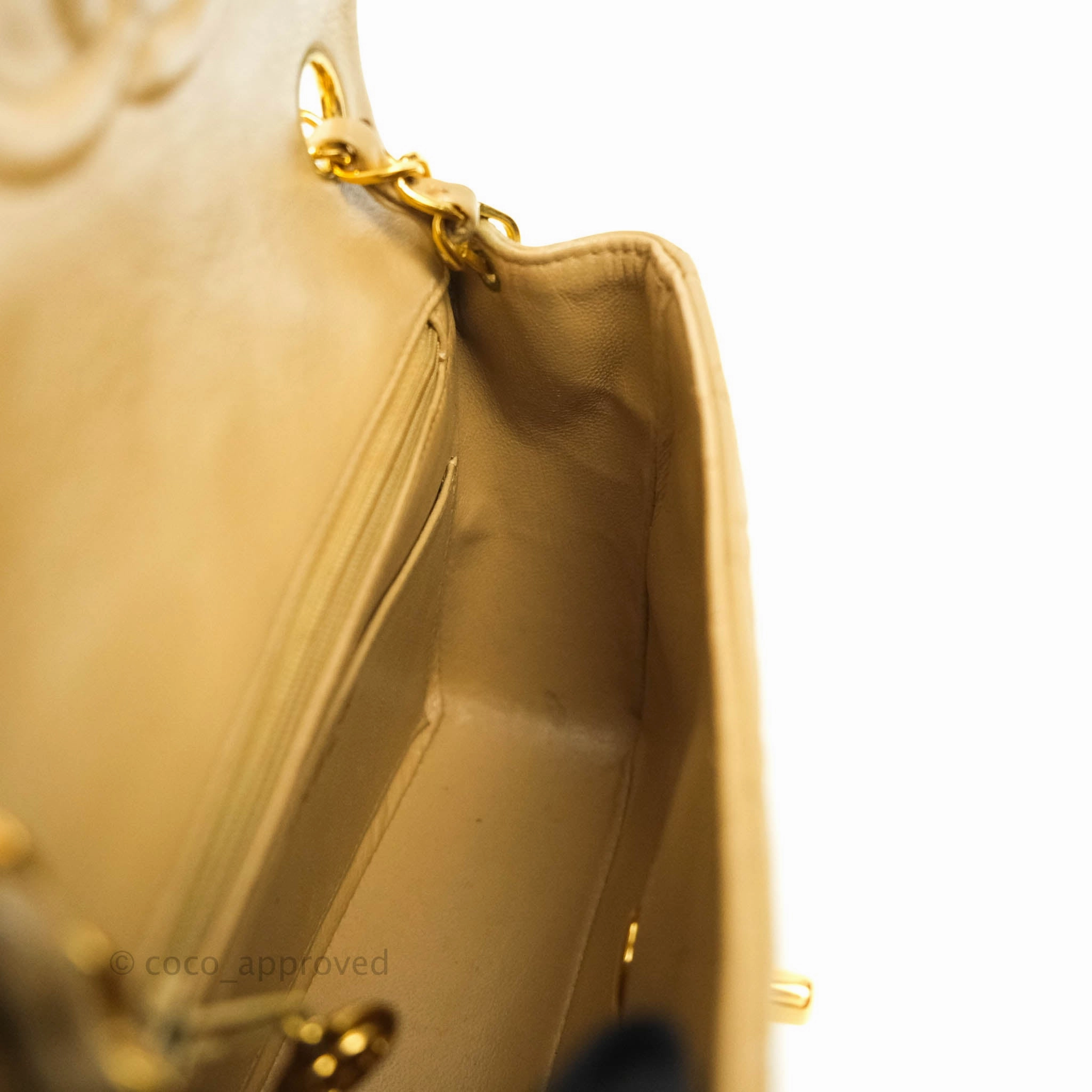 Chanel Mini Square Beige Lambskin 24K Gold Hardware