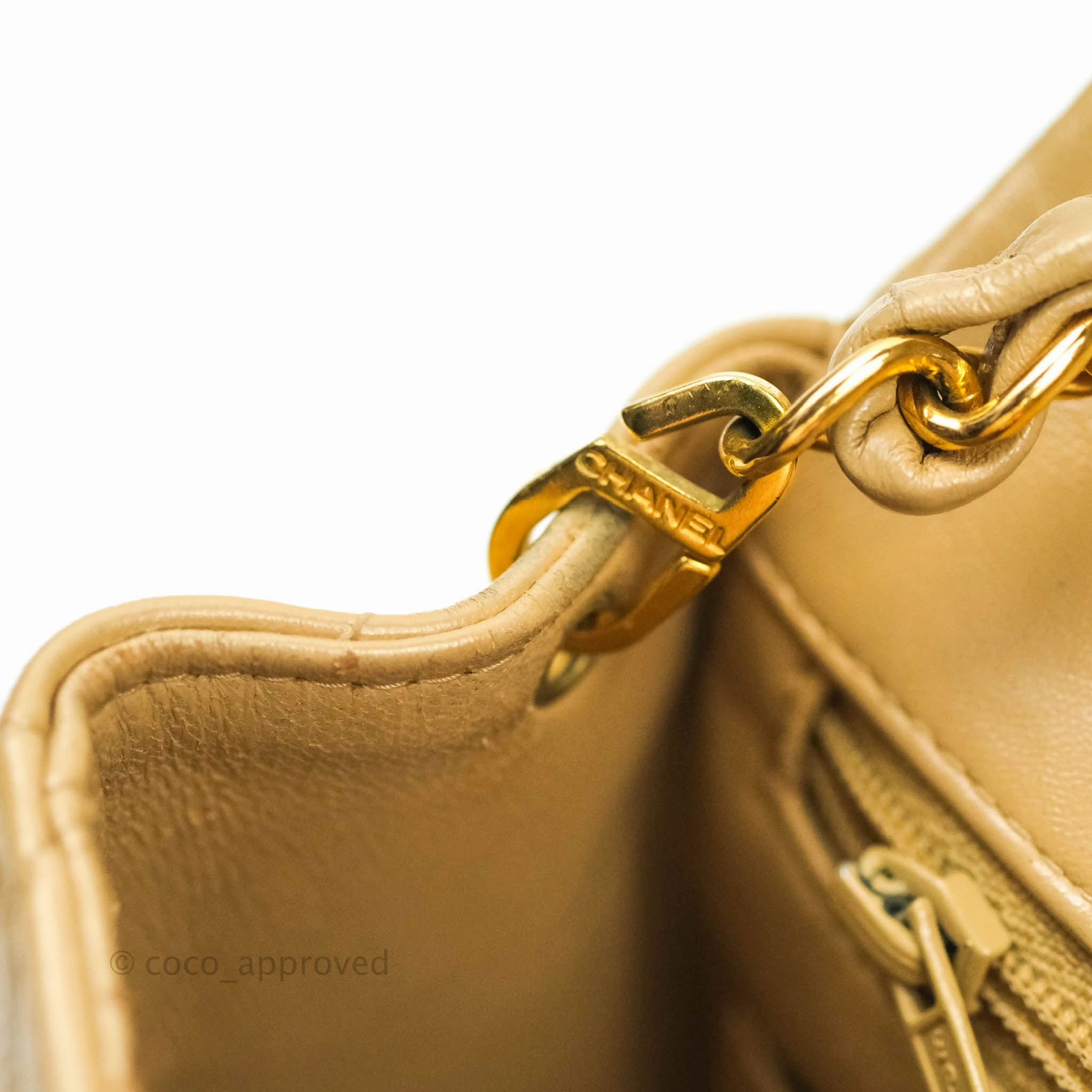 Chanel Mini Square Beige Lambskin 24K Gold Hardware