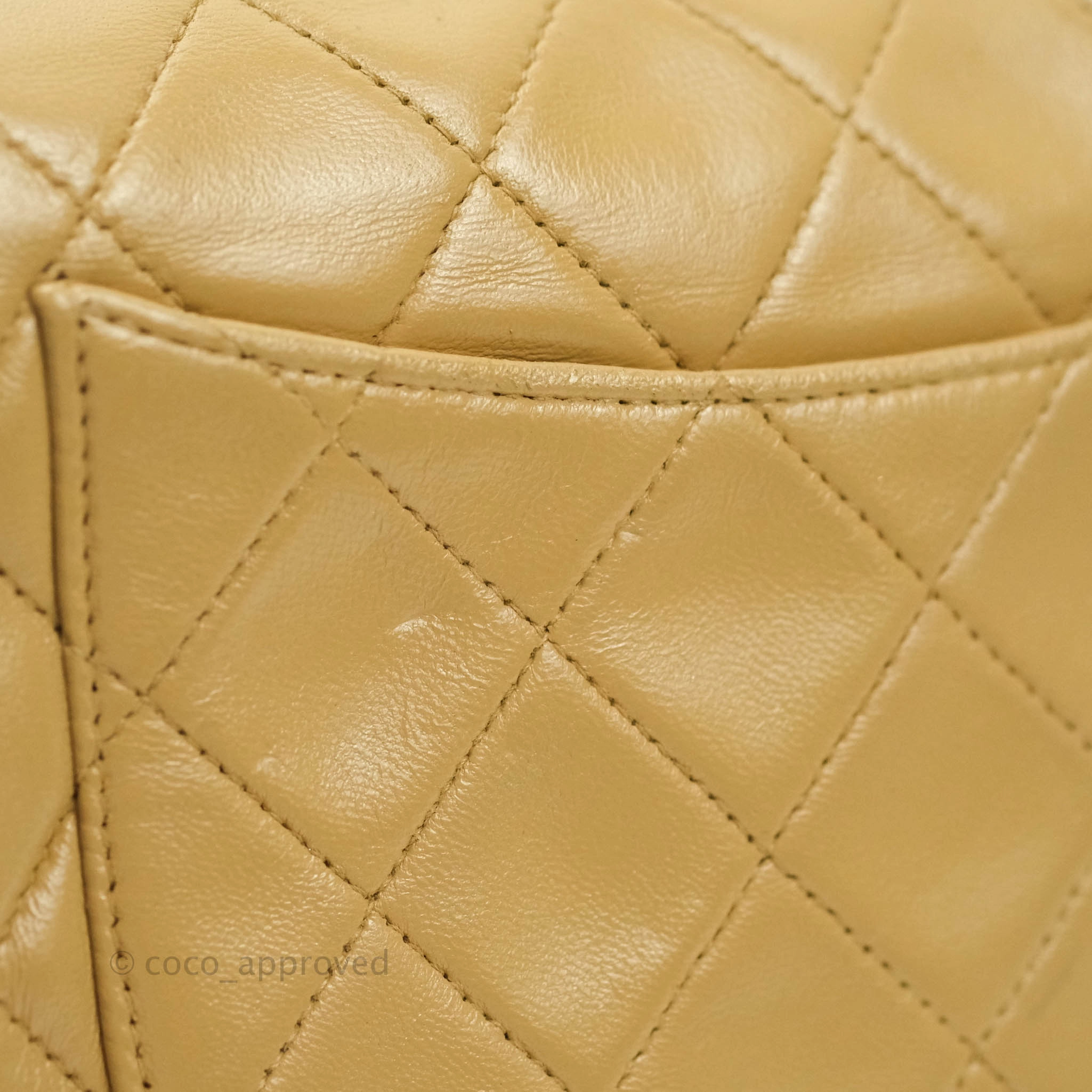 Chanel Mini Square Beige Lambskin 24K Gold Hardware