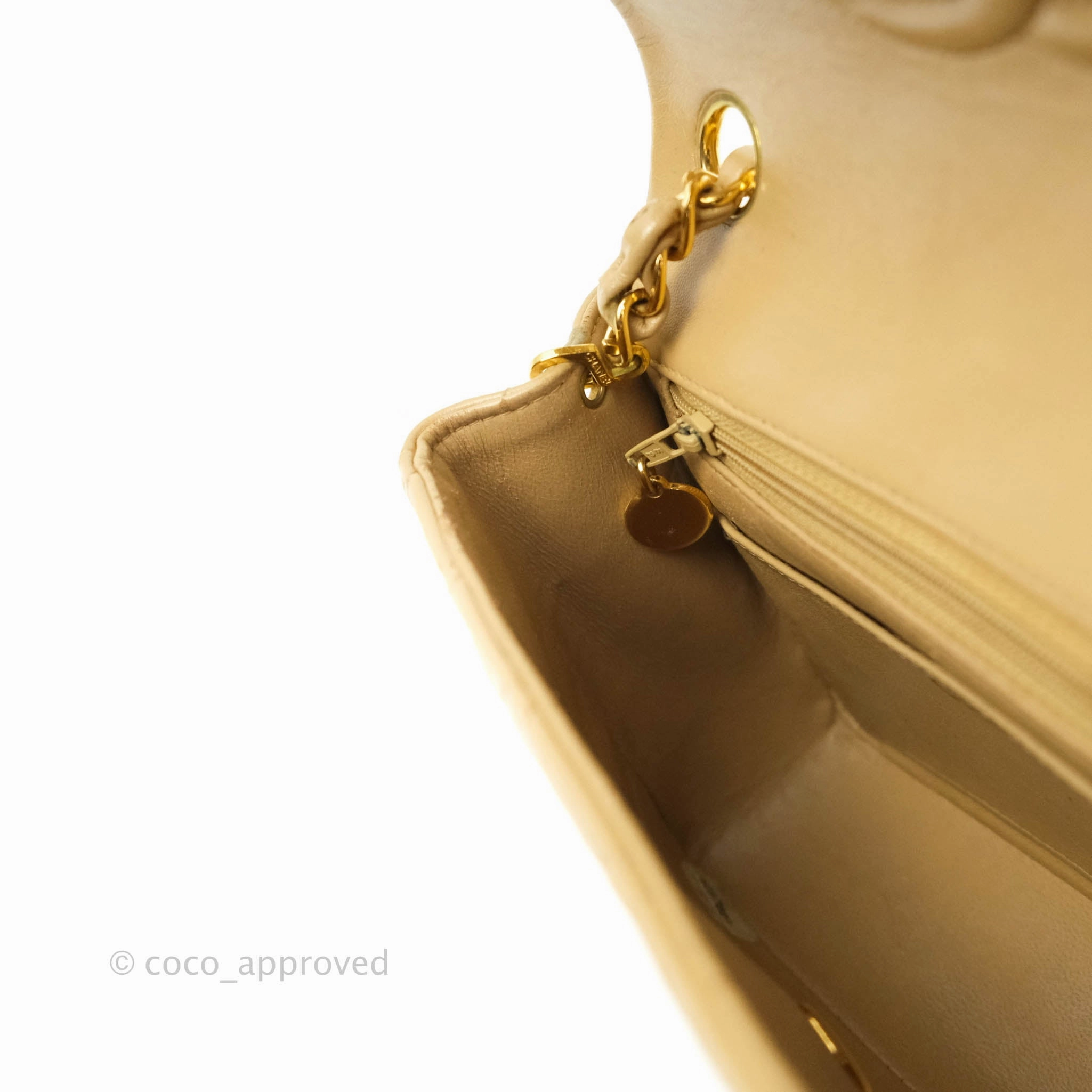 Chanel Mini Square Beige Lambskin 24K Gold Hardware