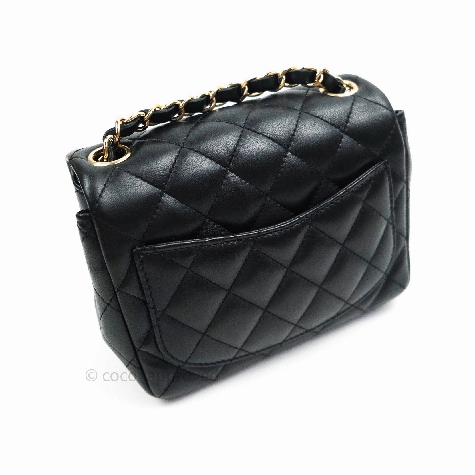Chanel Mini Square Black Lambskin Gold Hardware