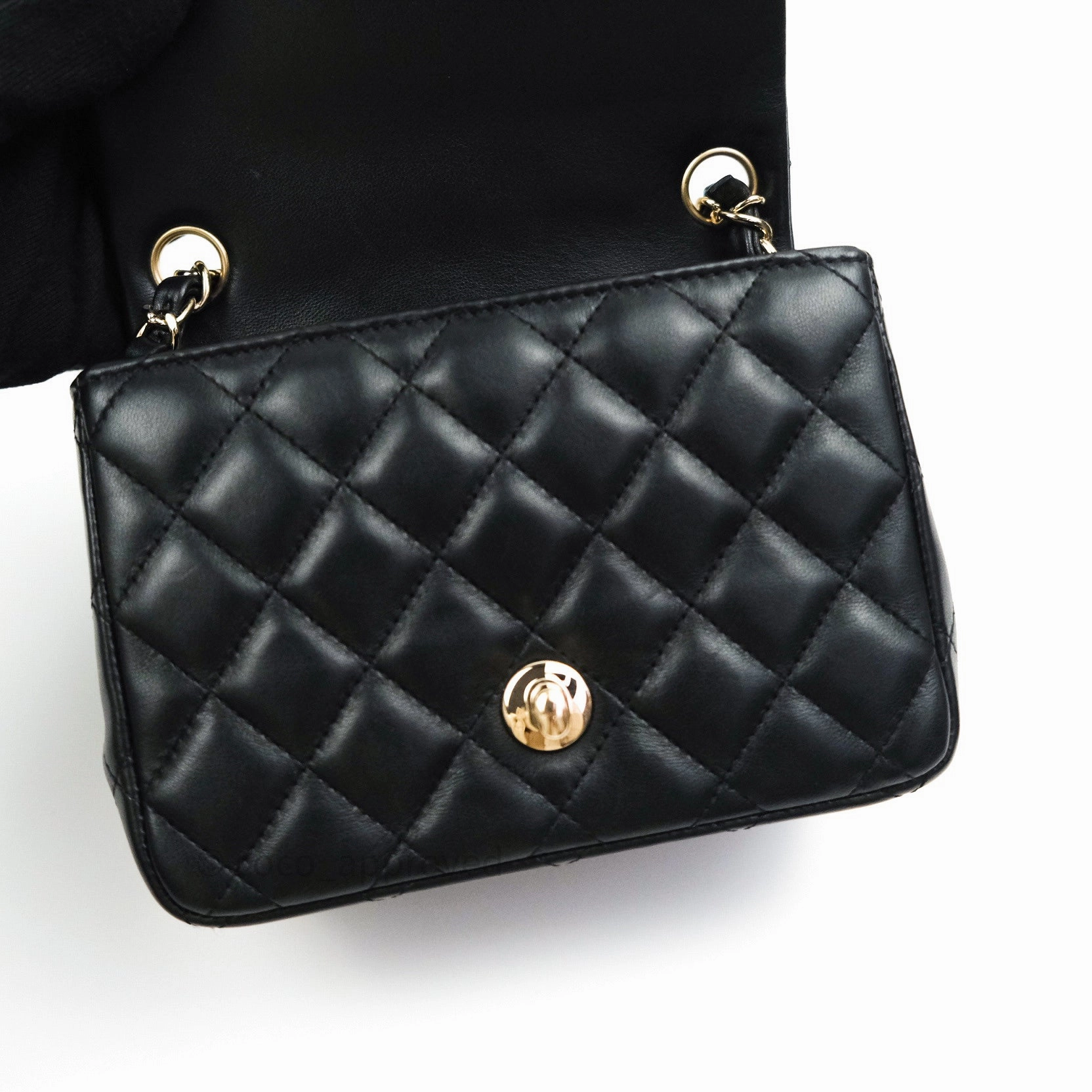 Chanel Mini Square Black Lambskin Gold Hardware