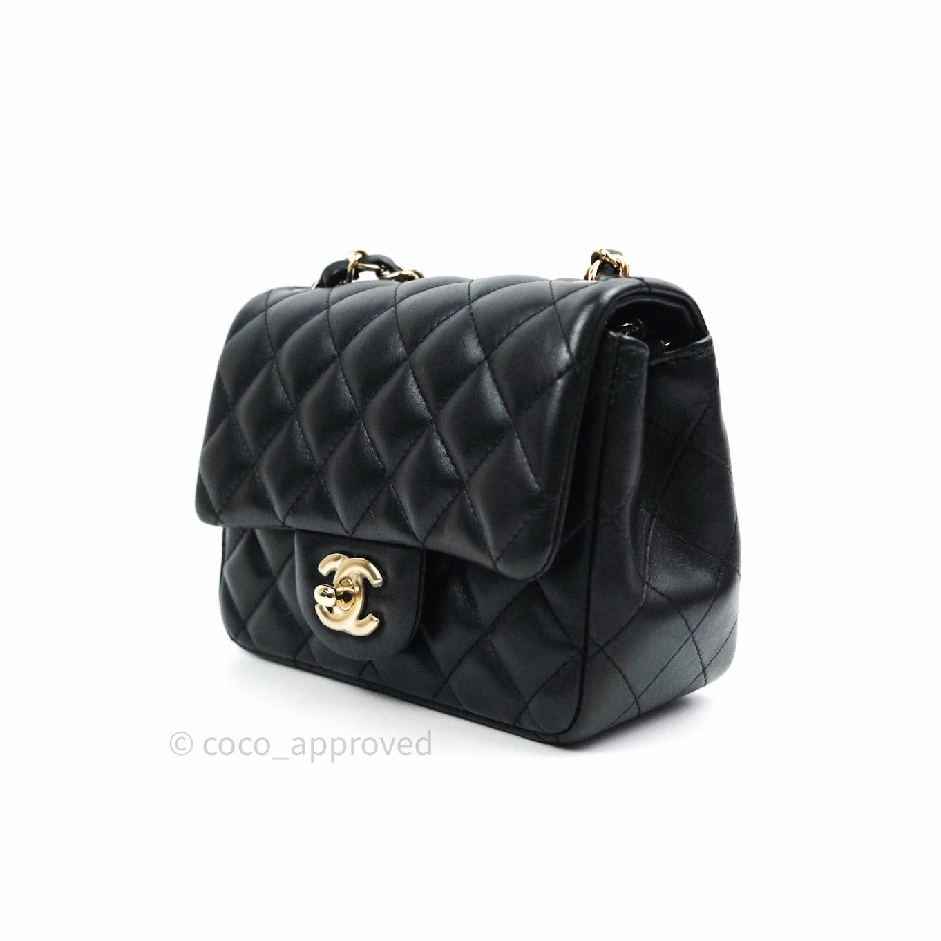 Chanel Mini Square Black Lambskin Gold Hardware