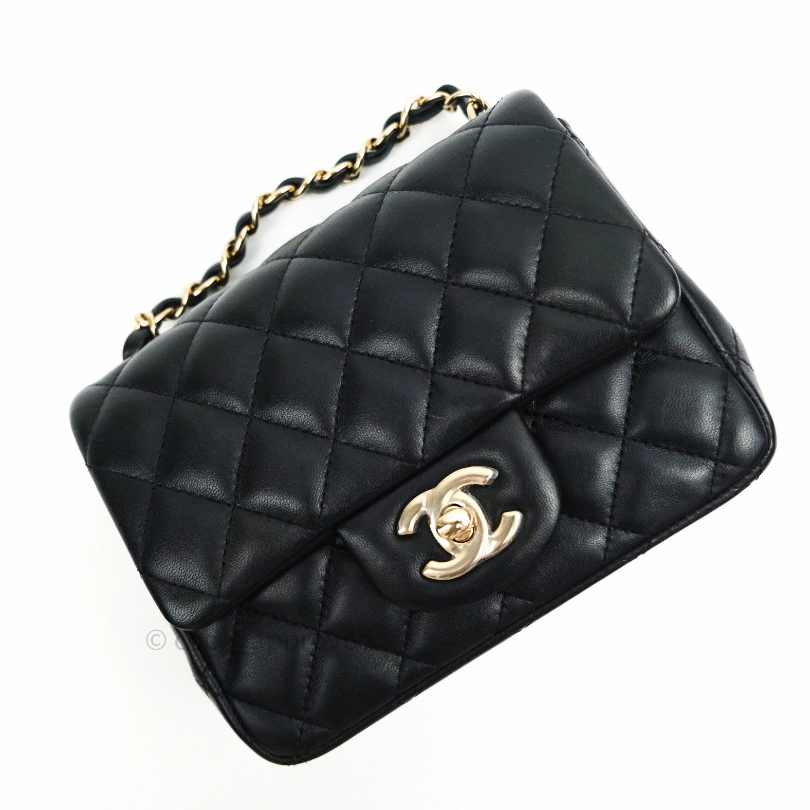 Chanel Mini Square Black Lambskin Gold Hardware