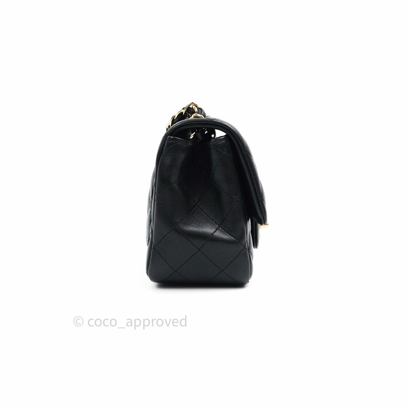 Chanel Mini Square Black Lambskin Gold Hardware