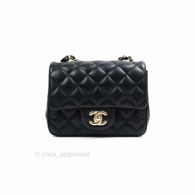 Chanel Mini Square Black Lambskin Gold Hardware