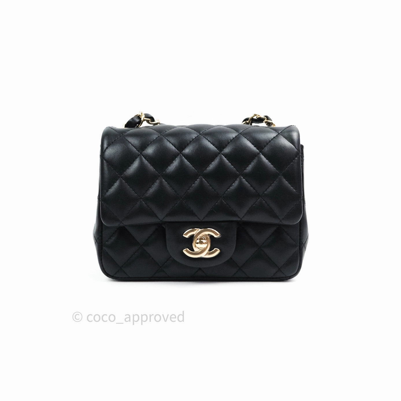 Chanel Mini Square Black Lambskin Gold Hardware