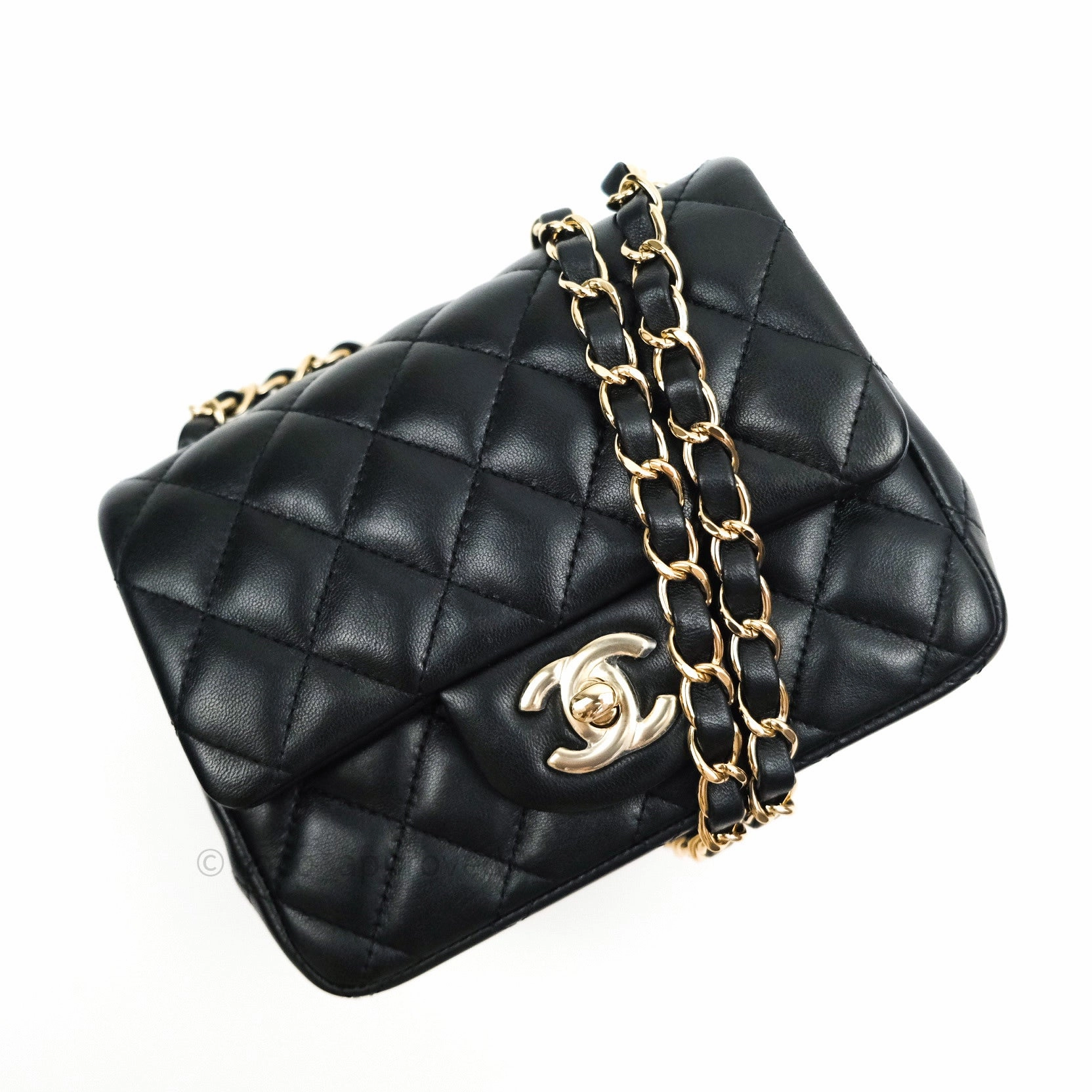Chanel Mini Square Black Lambskin Gold Hardware