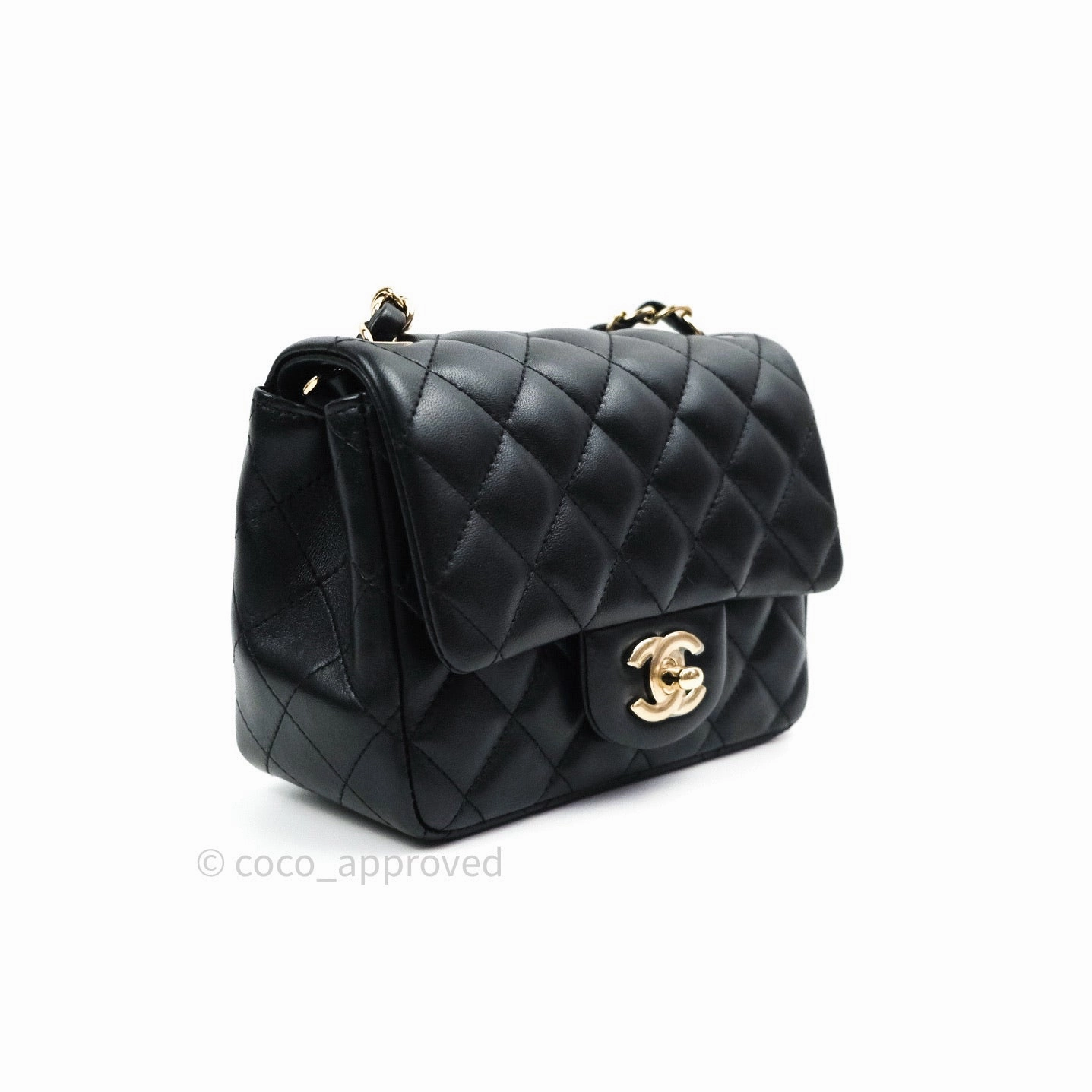 Chanel Mini Square Black Lambskin Gold Hardware