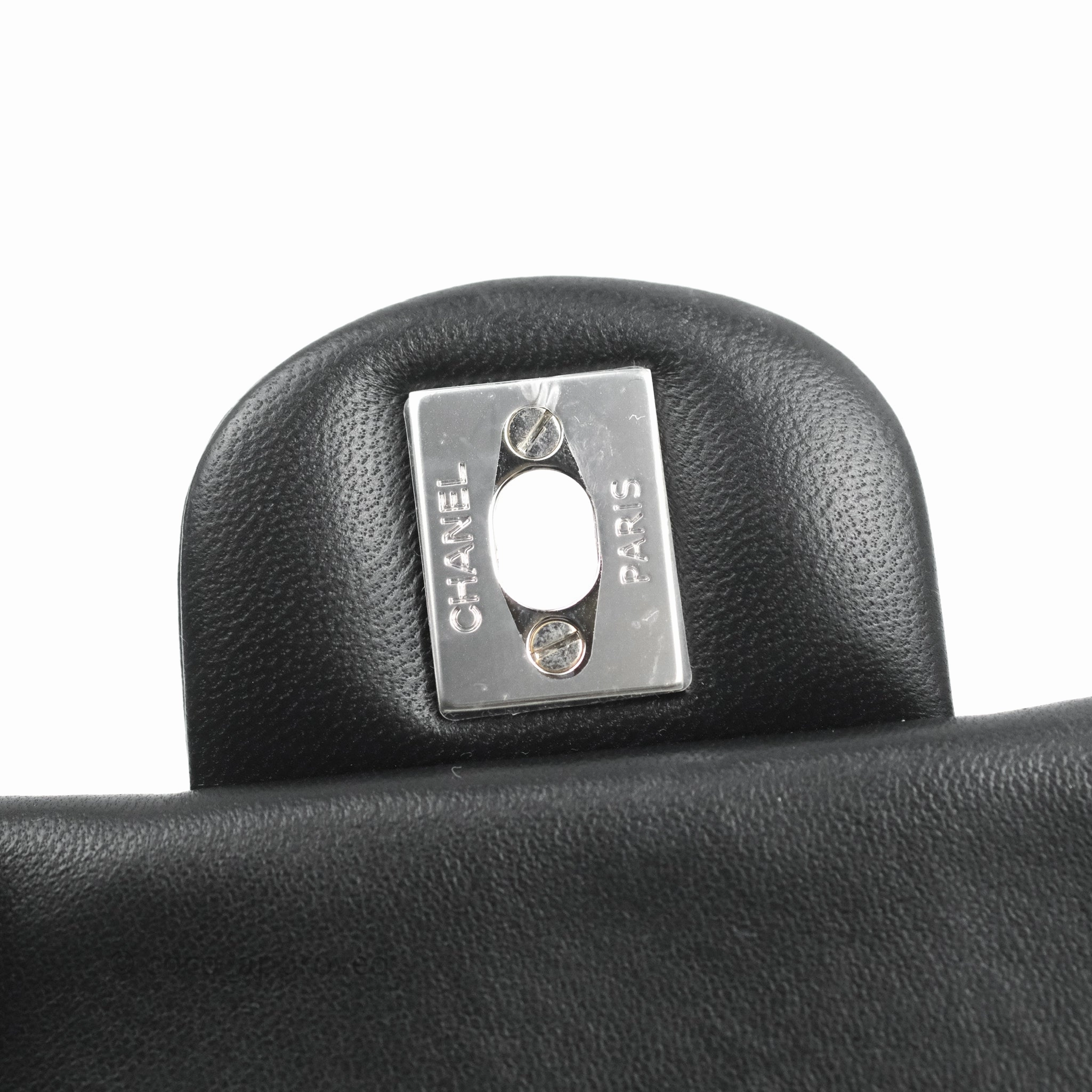 Chanel Mini Square Black Lambskin Silver Hardware