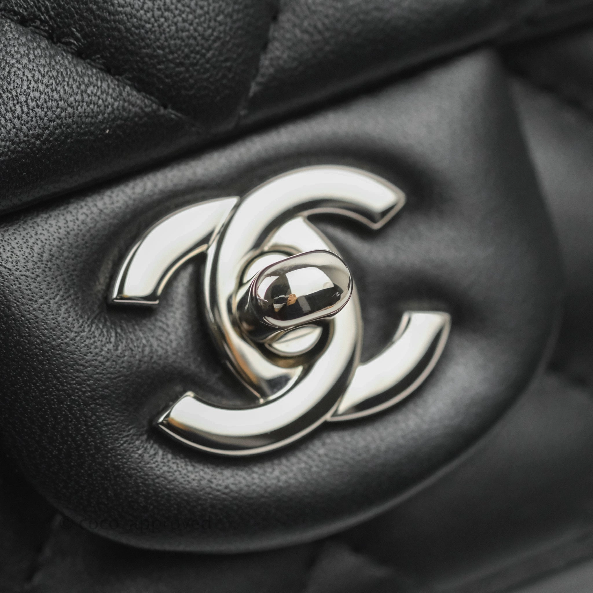 Chanel Mini Square Black Lambskin Silver Hardware